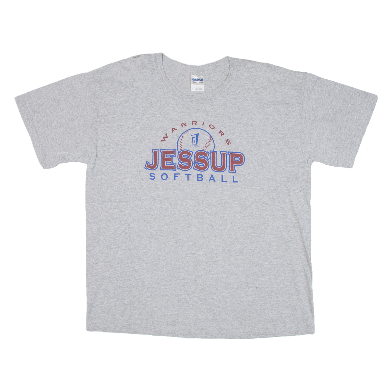 GILDAN Warriors Jessup Softball Mens T-Shirt Grey USA L Refurbished - N/A refurbished available on Cerqular