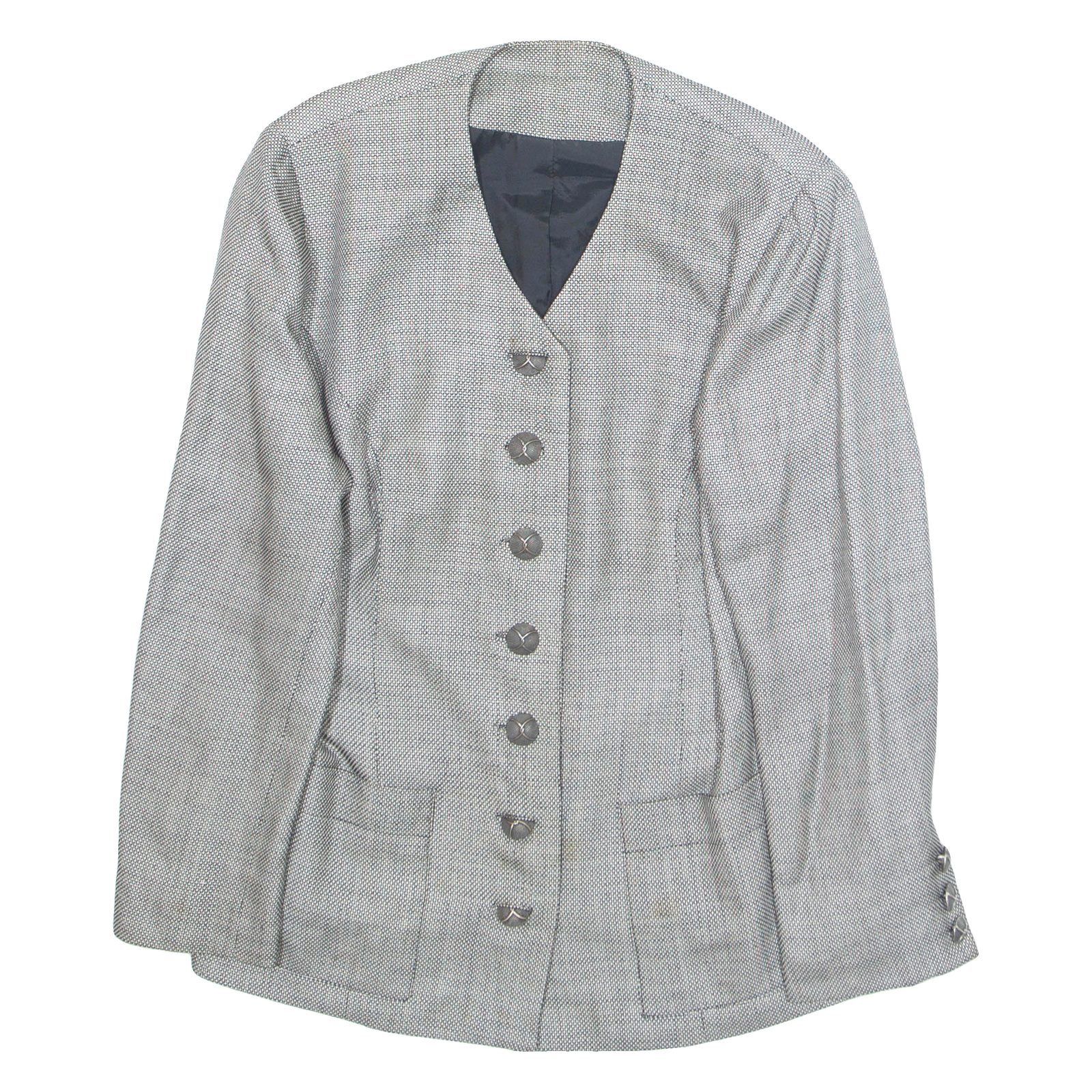 Womens Blazer Jacket Grey Houndstooth M Refurbished - N/A refurbished available on Cerqular