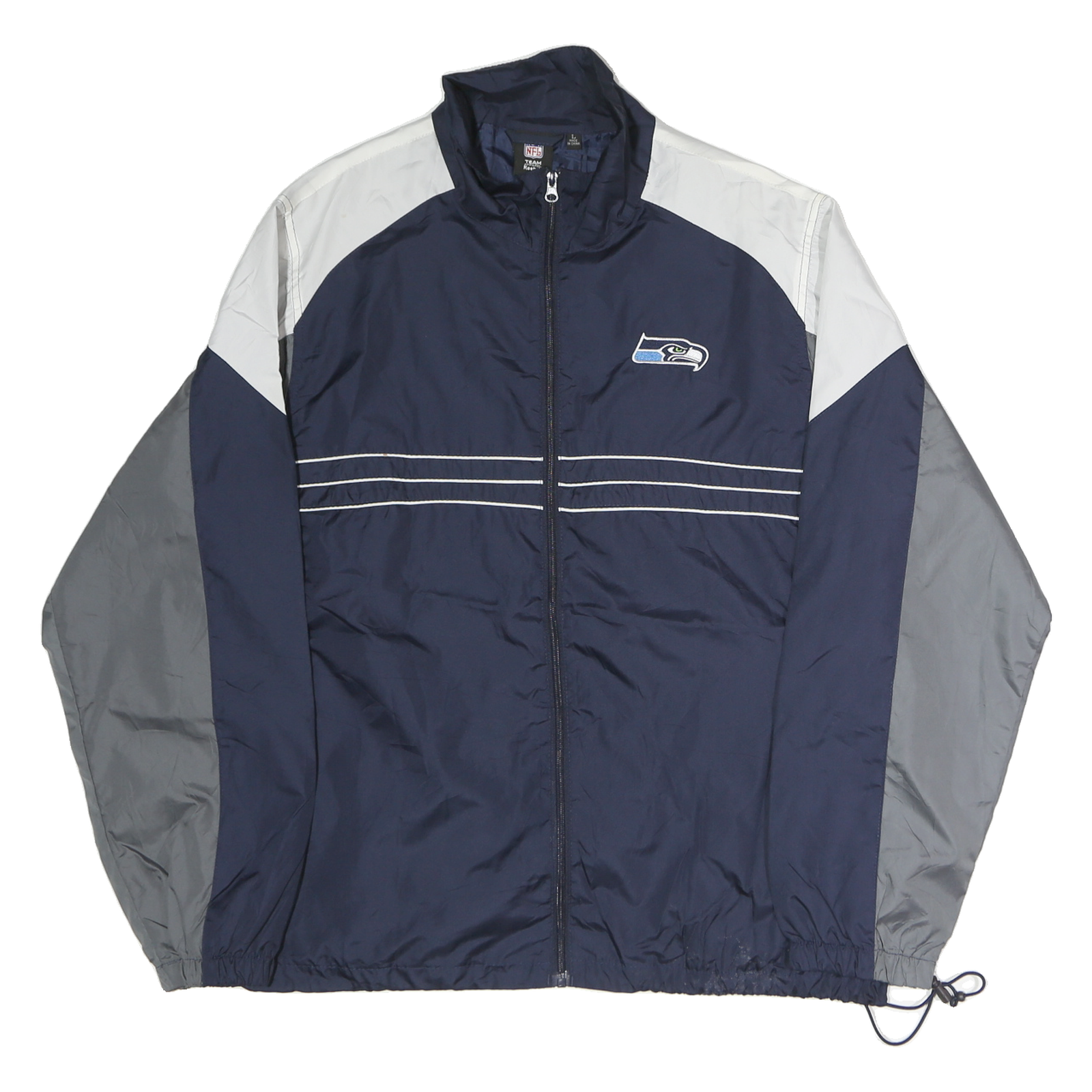 NFL Mens Navy Blue & Grey Zip Jacket L Polyester Blend Plain Sportswear Refurbished - N/A refurbished available on Cerqular