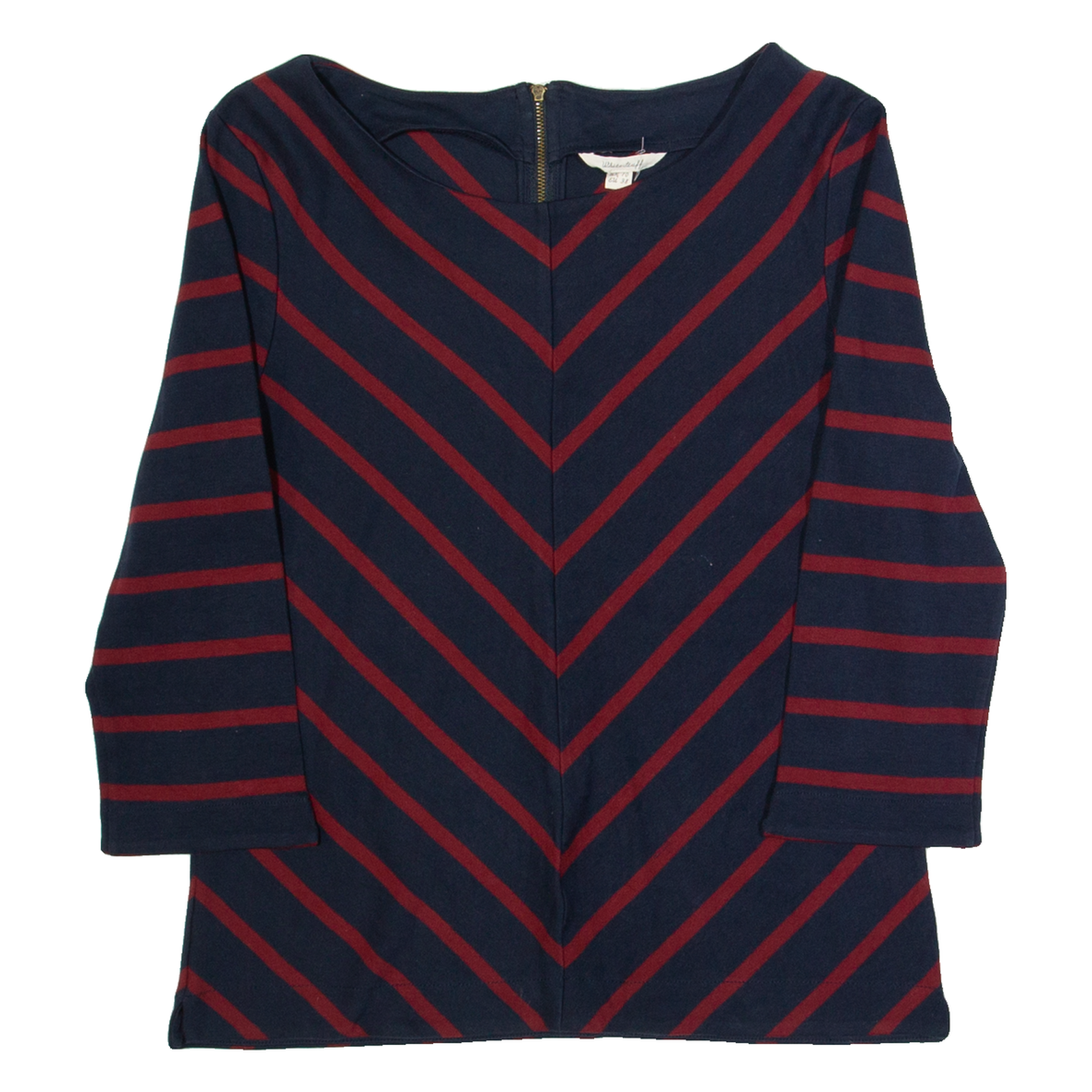 WHITE STUFF Womens Patterned Jumper Blue Chevron Tight Knit UK 10 Refurbished - N/A refurbished available on Cerqular