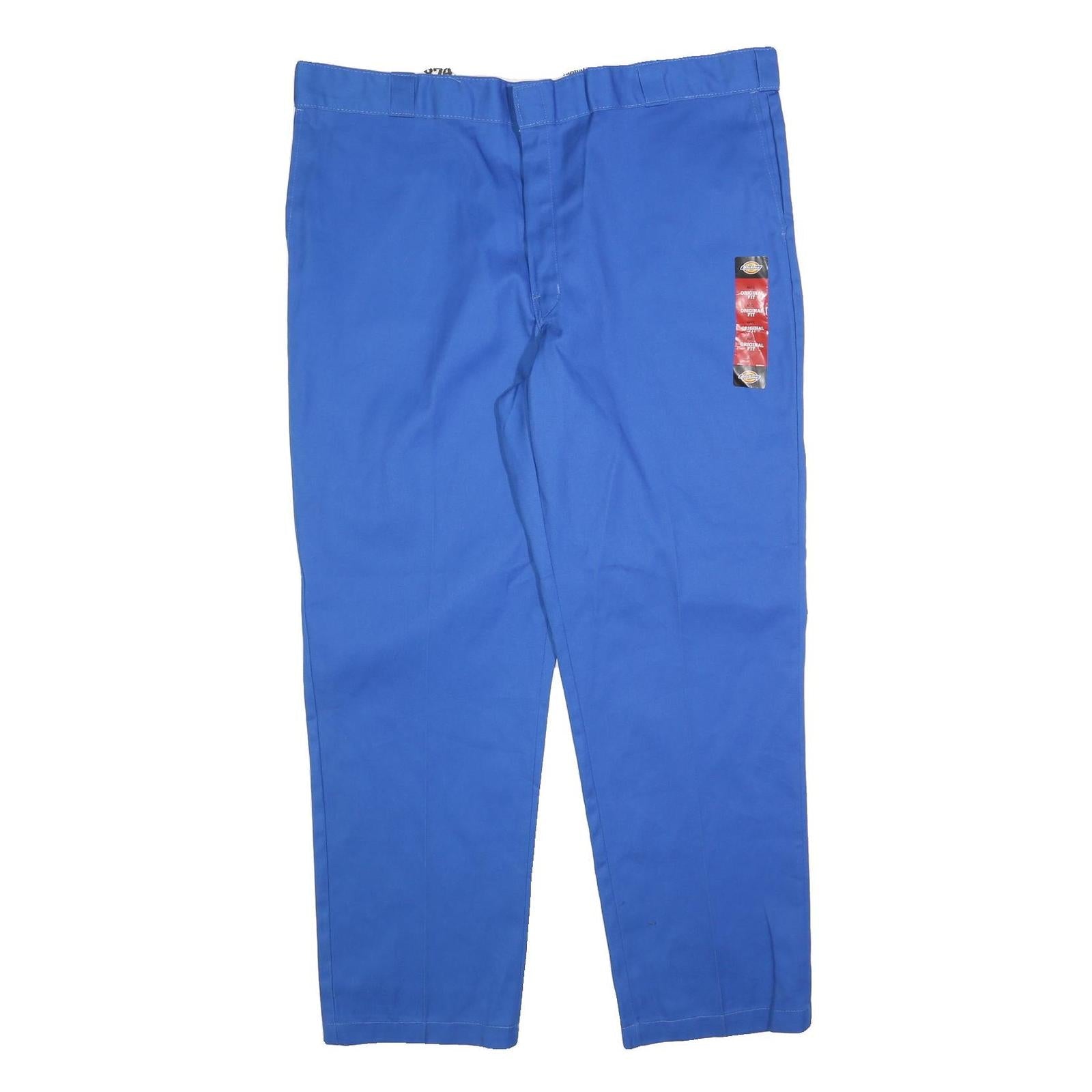 DICKIES Mens Cotton Blend Blue Regular Fit Straight Leg Trousers W44 L32 Refurbished - N/A refurbished available on Cerqular