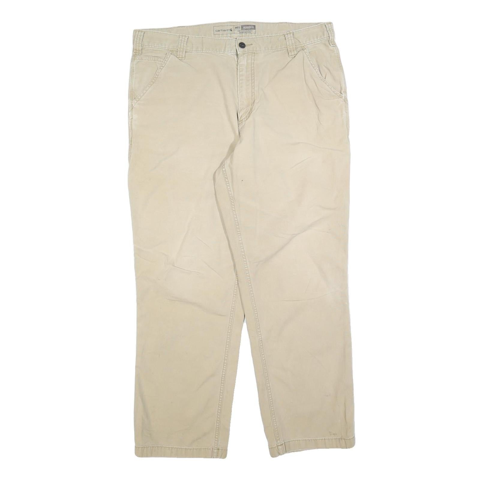 CARHARTT Mens Cotton Blend Beige Relaxed Straight Trousers W38 L32 Utility Refurbished - N/A refurbished available on Cerqular