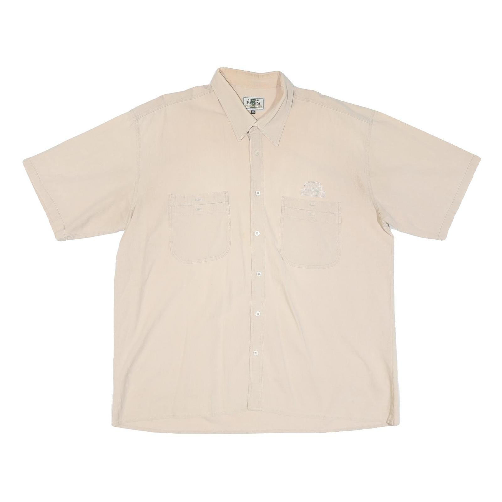 Mens Beige Cotton Short Sleeve Shirt 3XL Casual Summer Light Fabric Refurbished - N/A refurbished available on Cerqular