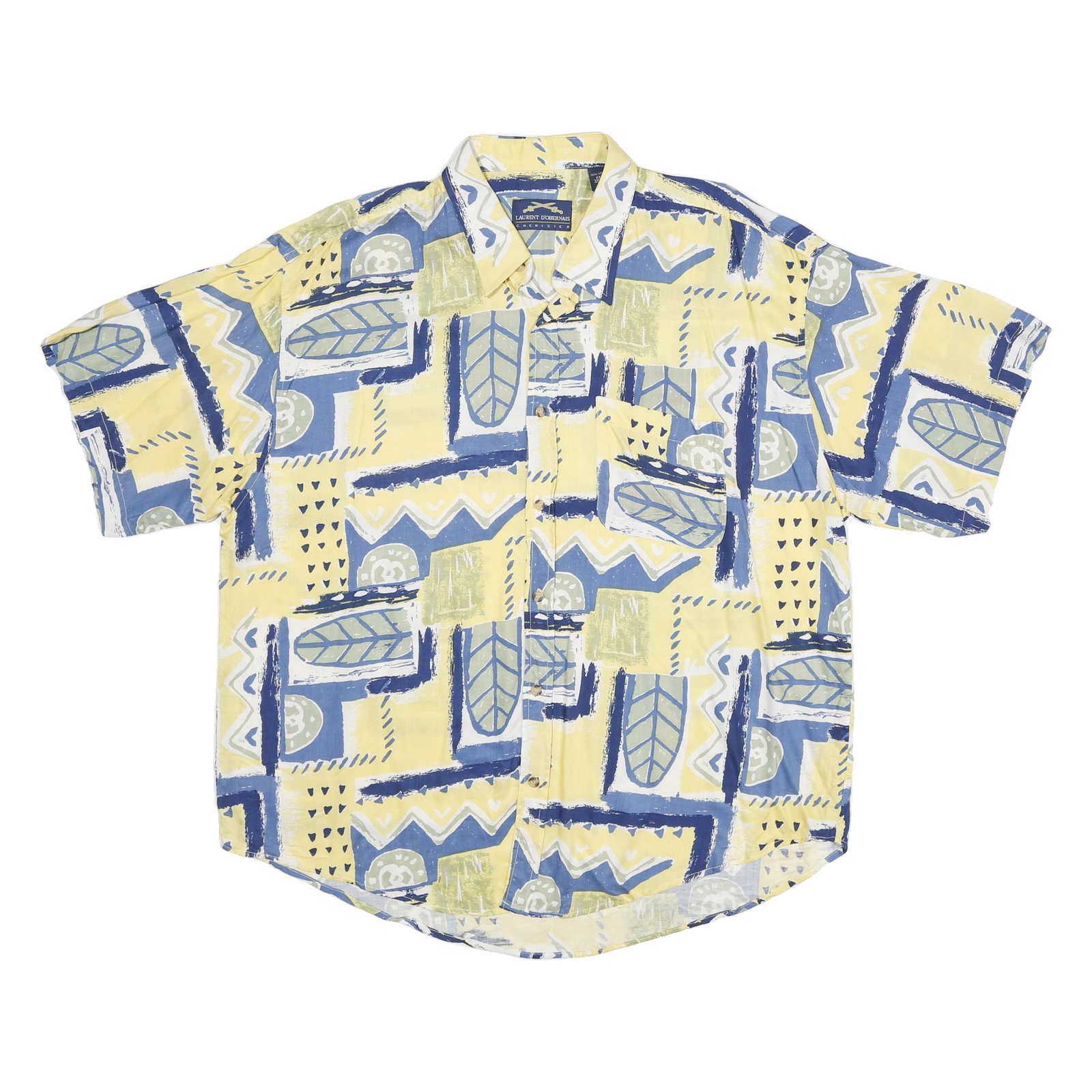 Buy LAURENT DOBERNAIS Mens Yellow & Blue Abstract Print Shirt 2XL Viscose Comfort Refurbished - $15.59 LAURENT DOBERNAIS Mens Yellow & Blue Abstract Print Shirt 2XL Viscose Comfort Refurbished - N/A refurbished available on Cerqular
