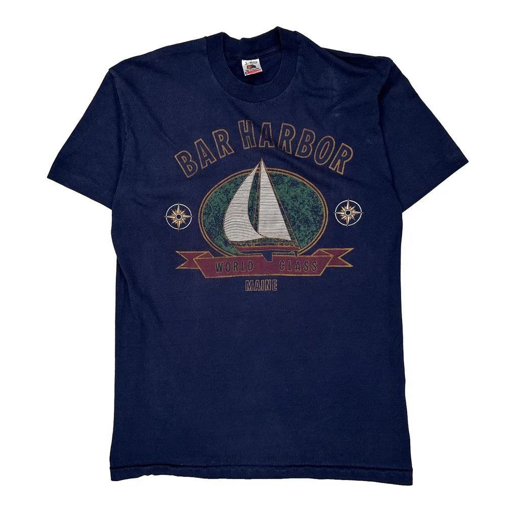 Fruit Of The Loom Graphic T-Shirt - Large Navy Cotton Refurbished - Thrifted (note: this is a term often used to describe second- refurbished available on Cerqular