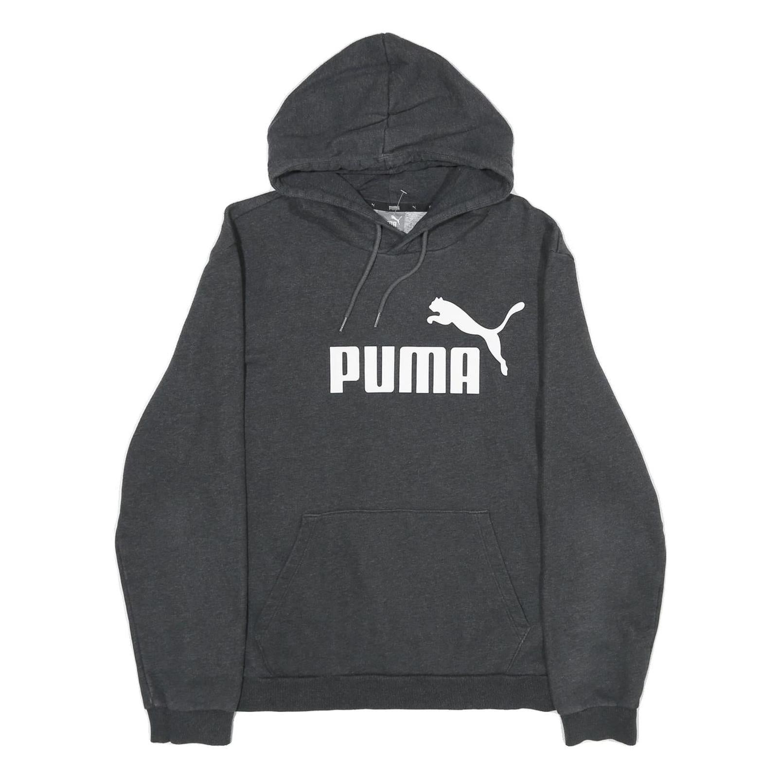 PUMA Mens Charcoal Grey Hoodie M Cotton Blend Pullover Classic Logo Refurbished - N/A refurbished available on Cerqular
