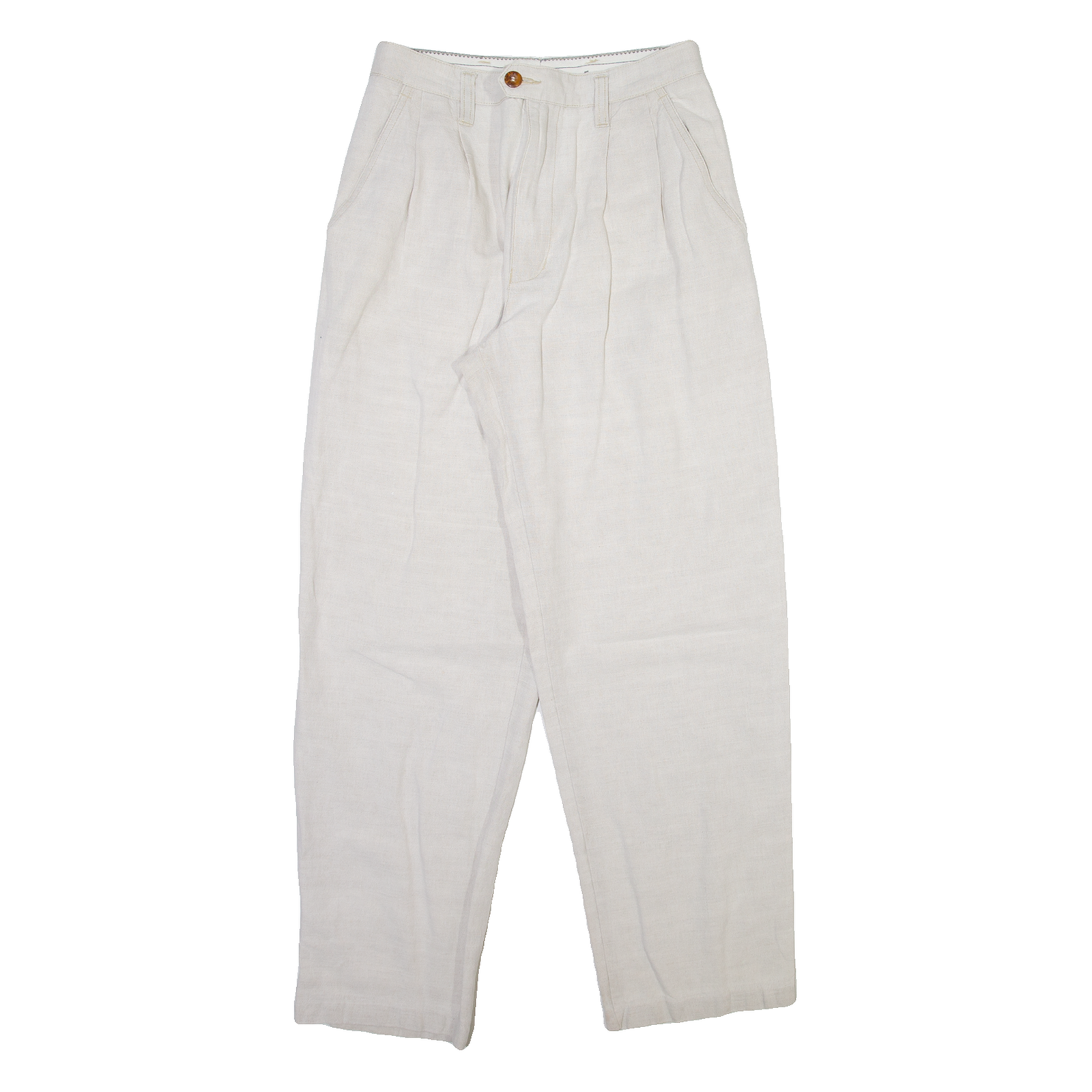 GARRY Womens Trousers Beige Relaxed Tapered Linen W28 L29 Refurbished - N/A refurbished available on Cerqular