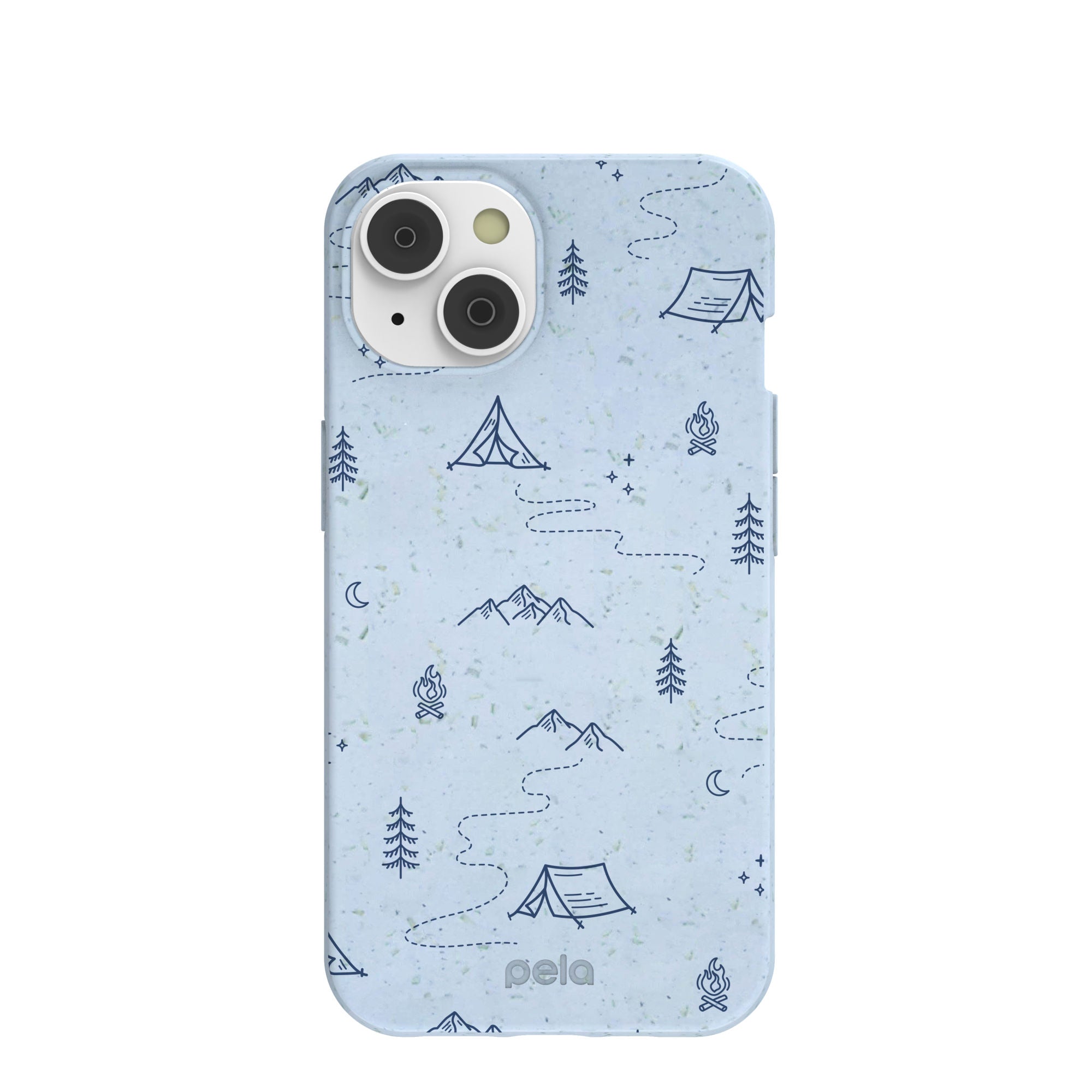Powder Blue Camp Nights iPhone 14/16e Case Refurbished - Pela Case refurbished available on Cerqular