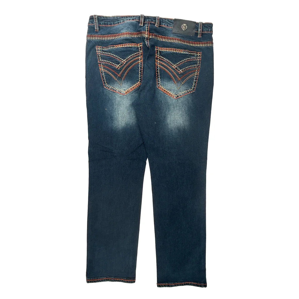 Unbranded Contrast Stitch Jeans - 38W 30L Dark Wash Denim Refurbished - Thrifted (note: this is a term often used to describe second- refurbished available on Cerqular