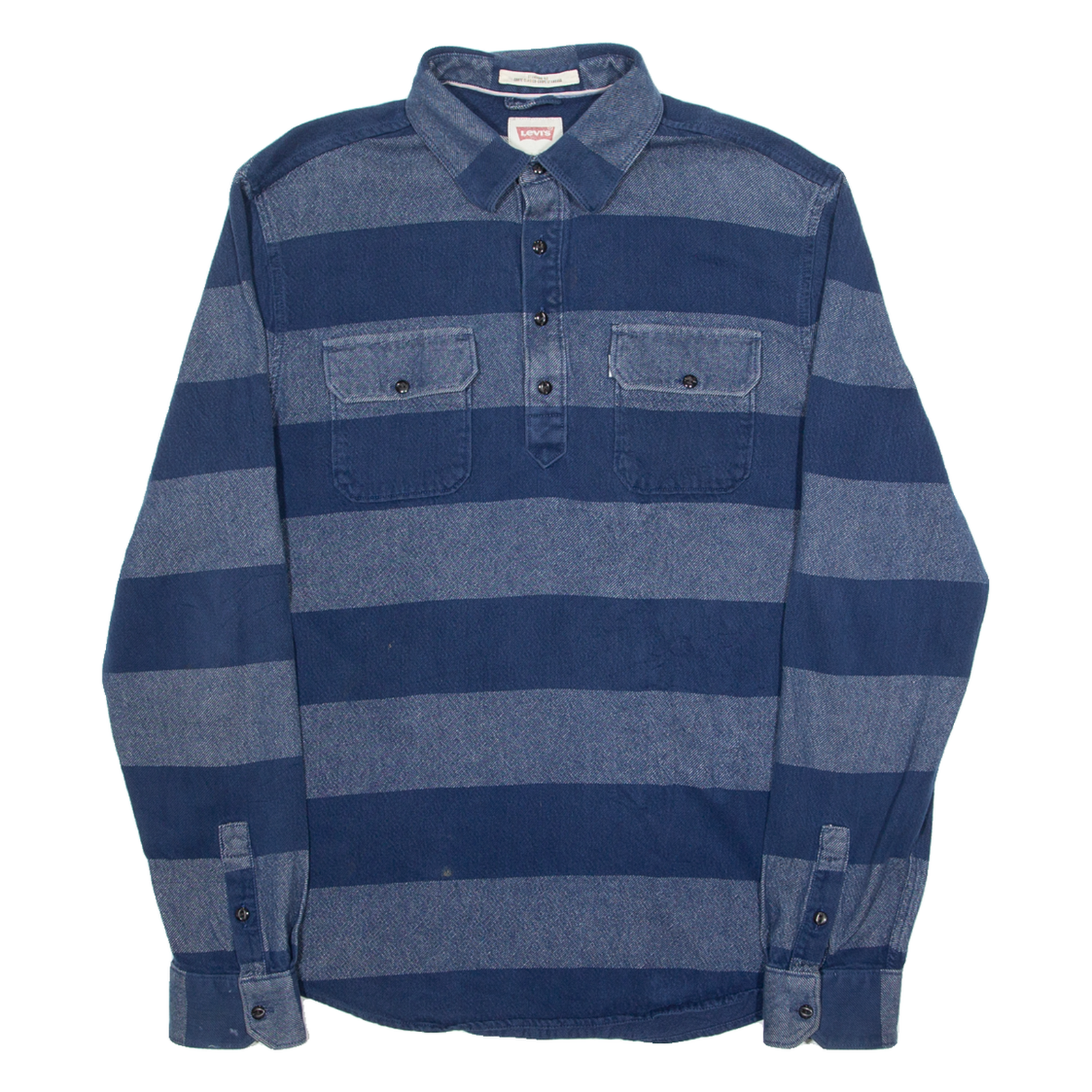 LEVI'S Mens Polo Shirt Blue Striped Long Sleeve L Refurbished - N/A refurbished available on Cerqular