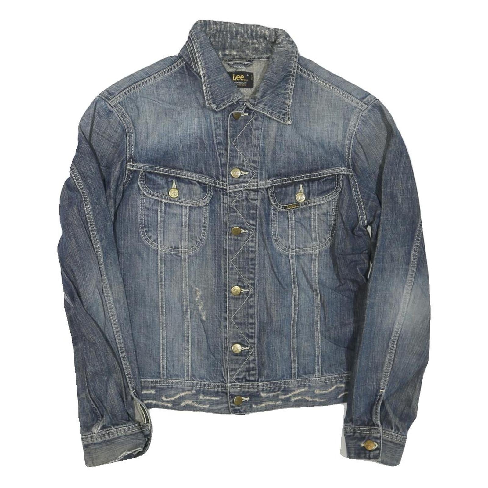 LEE Mens Blue Denim Jacket L Cotton Blend Button Closure Casual Outerwear Refurbished - N/A refurbished available on Cerqular