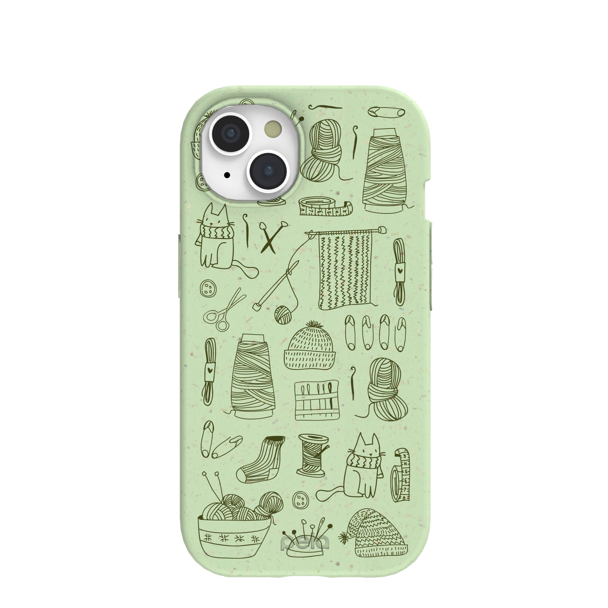 Sage Green Knit Nook iPhone 15 Case Refurbished - Pela Case refurbished available on Cerqular