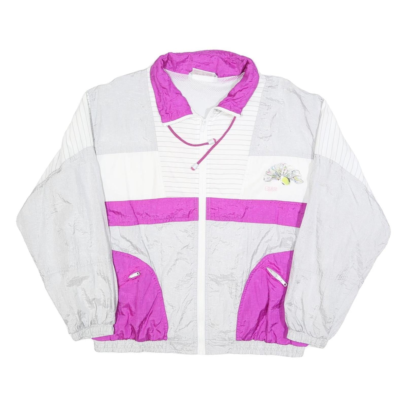 EQUIPE Womens Grey & Purple Colourblock Jacket L Polyester Blend Zip Refurbished - N/A refurbished available on Cerqular