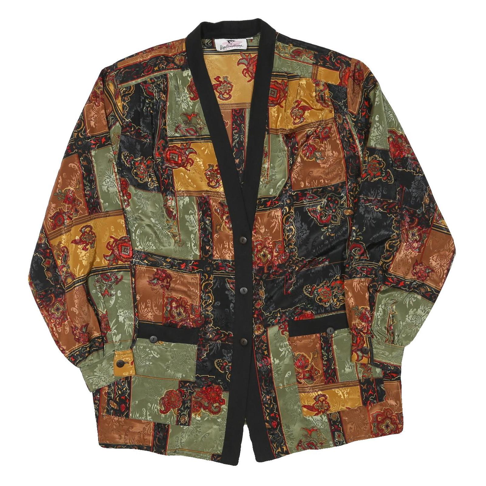 VALENTINE Womens Multi Colour Printed Oversized Long Sleeve V-Neck Top XL Button Refurbished - N/A refurbished available on Cerqular