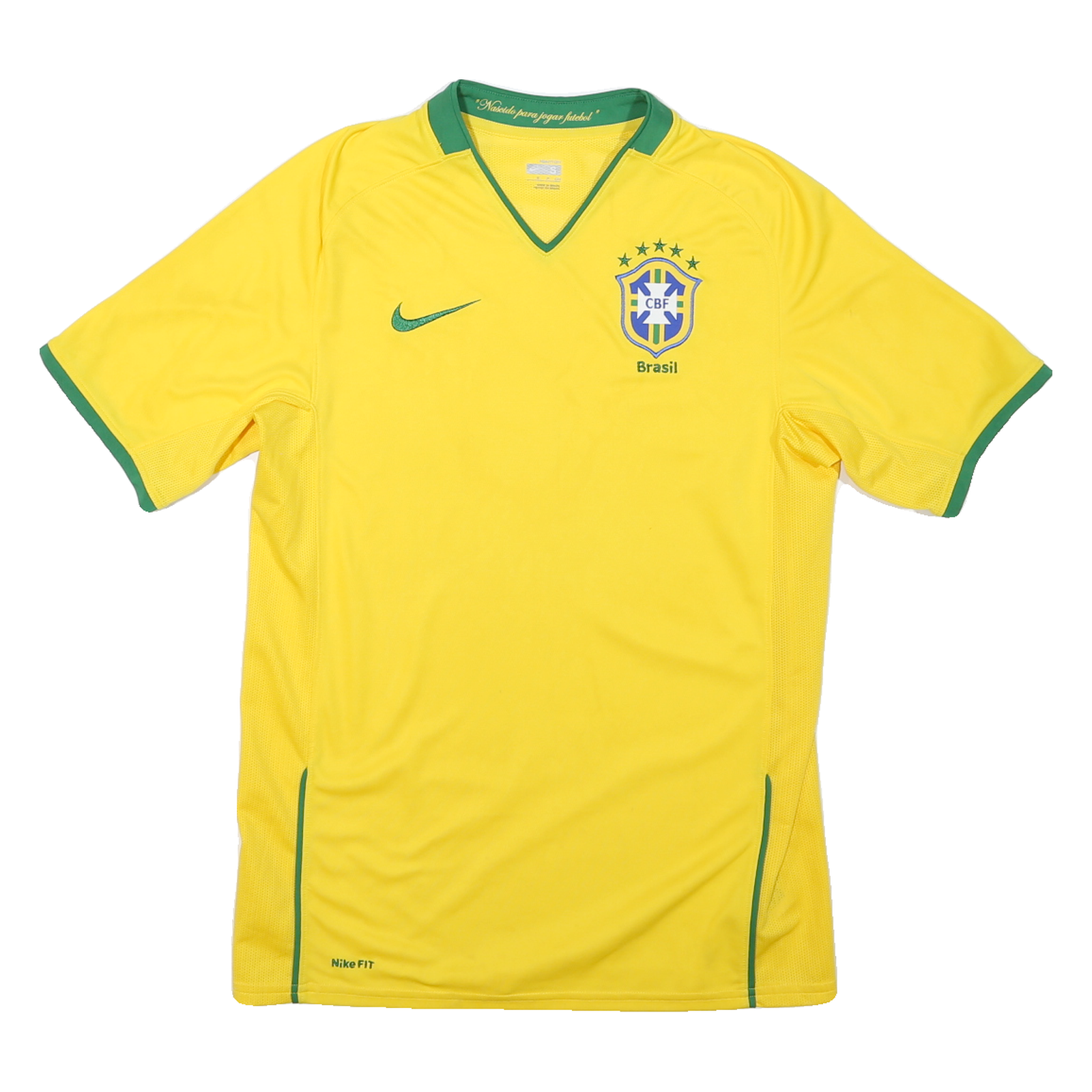 NIKE Mens Yellow & Green Brasil Football Style S Short Sleeve V-Neck Polyester Refurbished - N/A refurbished available on Cerqular