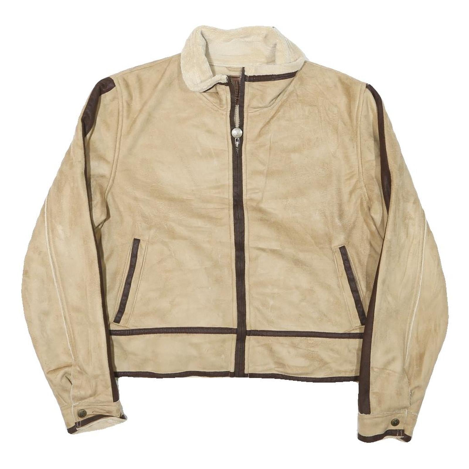 OUTBACK Womens Beige & Brown Synthetic Zip Jacket M Synthetic Plain Zip Jacket M Refurbished - N/A refurbished available on Cerqular