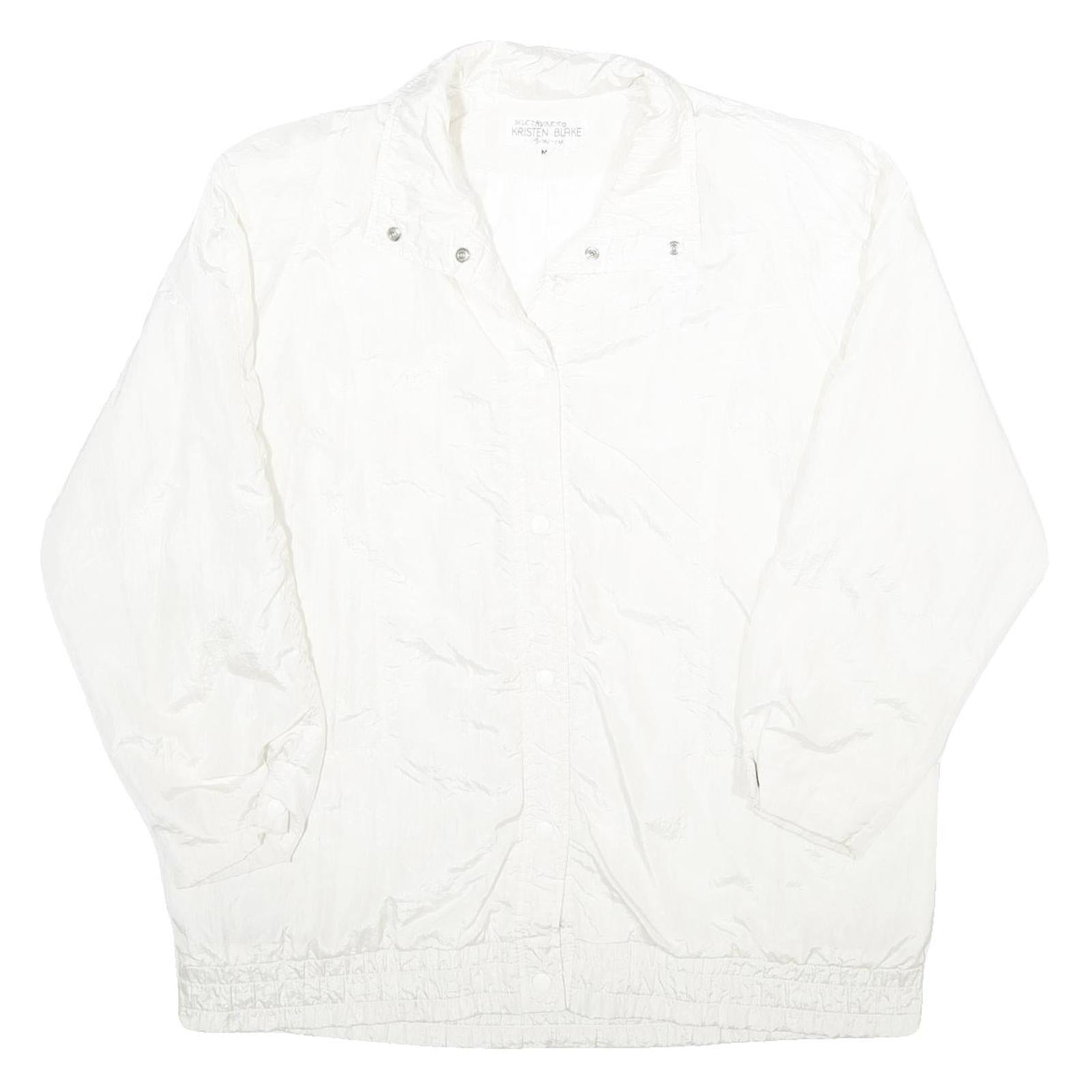 KRISTEN BLAKE Womens White Button Jacket L Nylon Plain Lightweight Casual Refurbished - N/A refurbished available on Cerqular