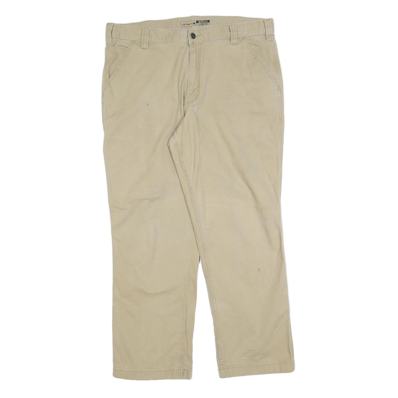 CARHARTT Mens Cotton Blend Beige Relaxed Straight Trousers W38 L30 Workwear Zip Refurbished - N/A refurbished available on Cerqular