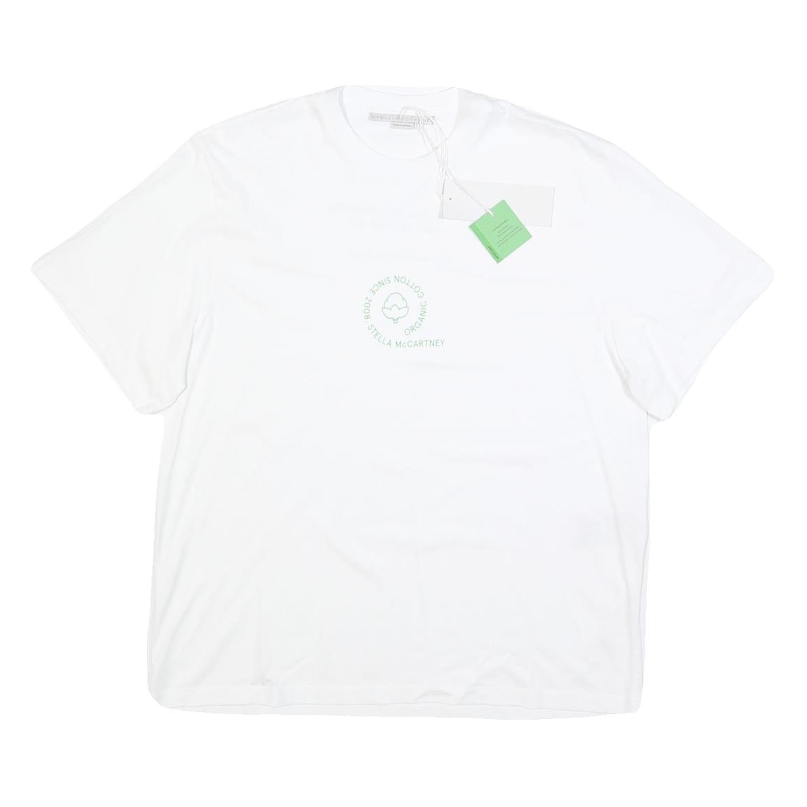 STELLA MCCARTNEY Womens White Organic Cotton Blend T-Shirt XS Short Sleeve Crew Refurbished - N/A refurbished available on Cerqular