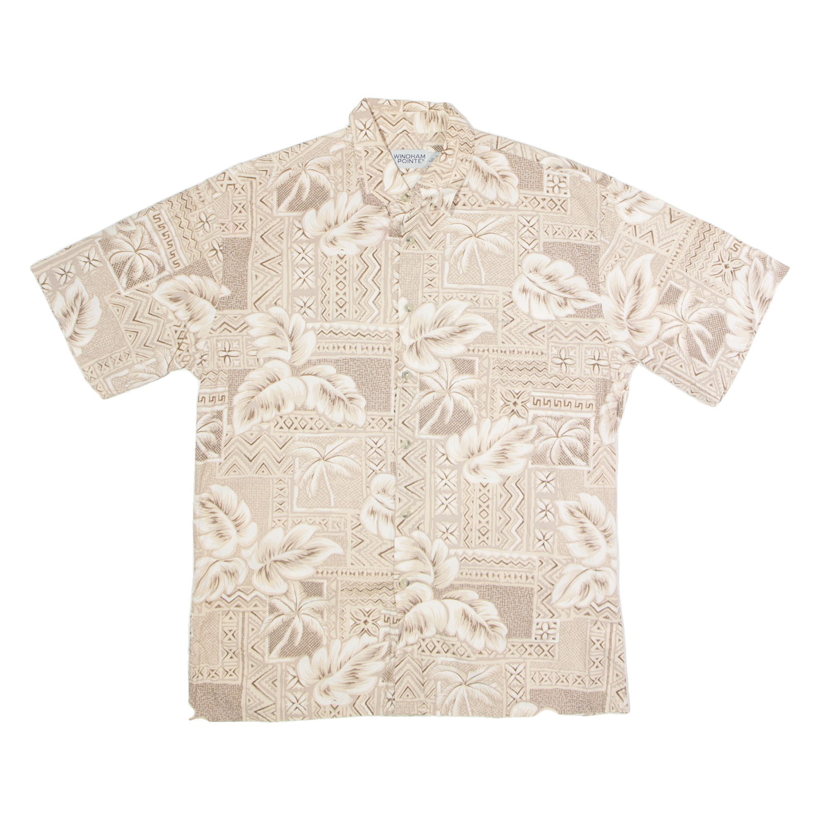 WINDHAM POINTE Mens Hawaiian Shirt Beige 90s Floral M Refurbished - N/A refurbished available on Cerqular