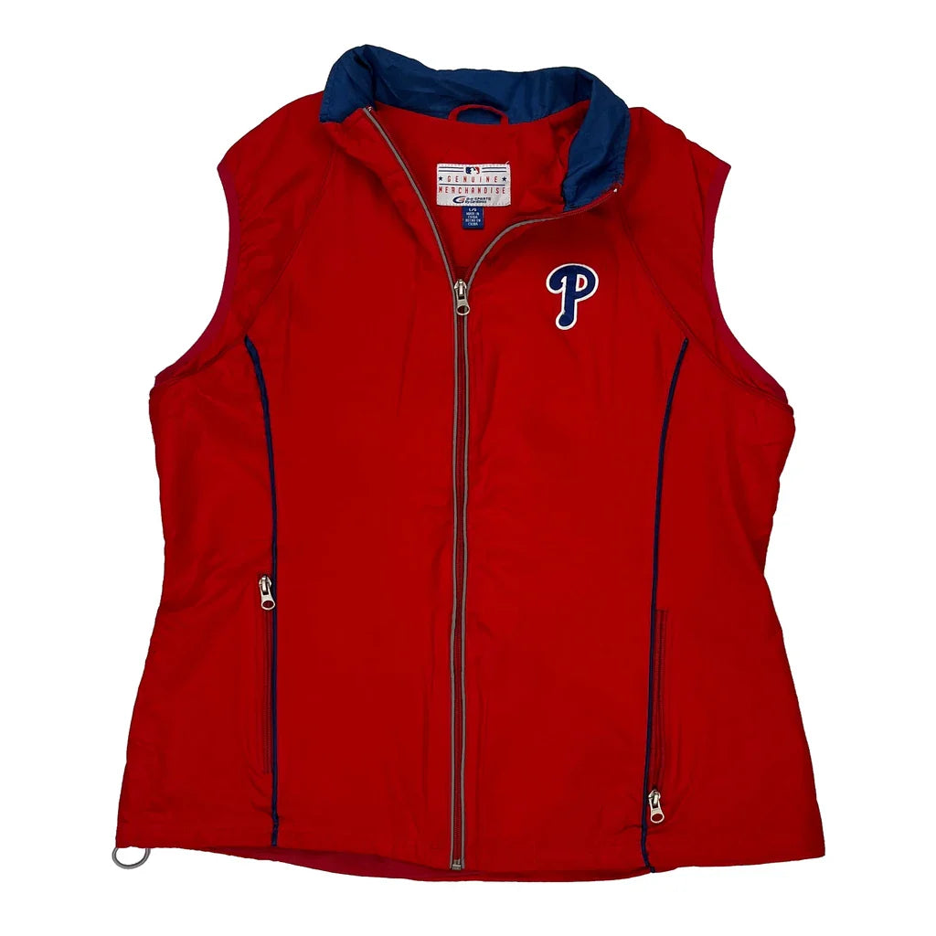 Philadelphia Phillies Carl Banks Mlb Gilet - Large Red Polyester Refurbished - Thrifted (note: this is a term often used to describe second- refurbished available on Cerqular