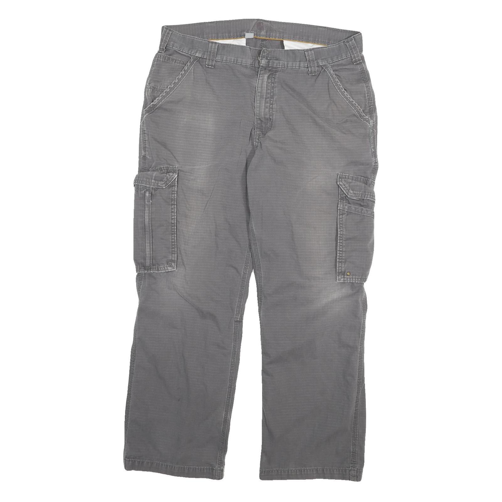 CARHARTT Mens Grey Relaxed Cargo Trousers W36 L30 Cotton Blend Zip Closure Refurbished - N/A refurbished available on Cerqular
