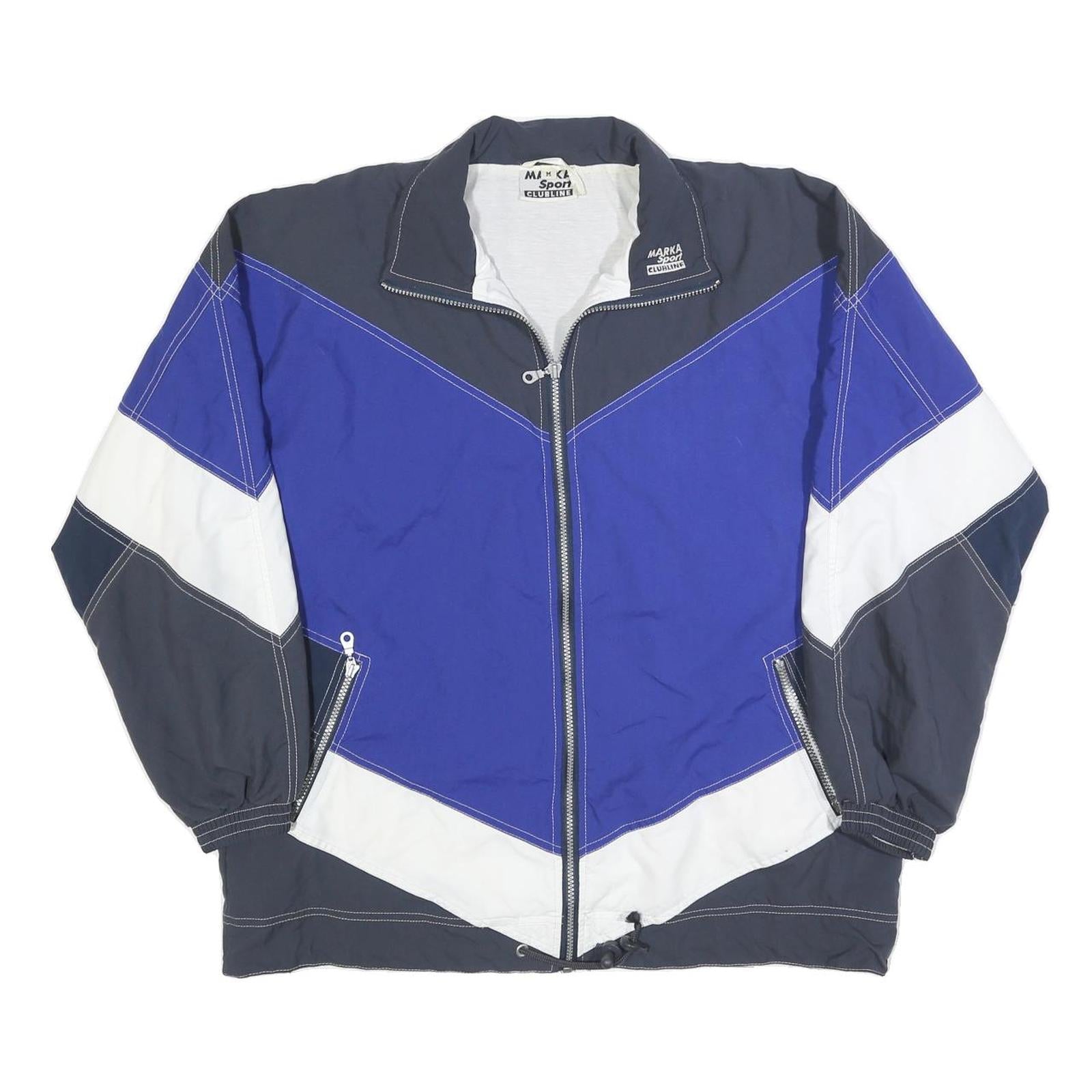 MAKA SPORT Mens Blue & Grey Zip Jacket M Polyester Blend Colourblock Casual Refurbished - N/A refurbished available on Cerqular