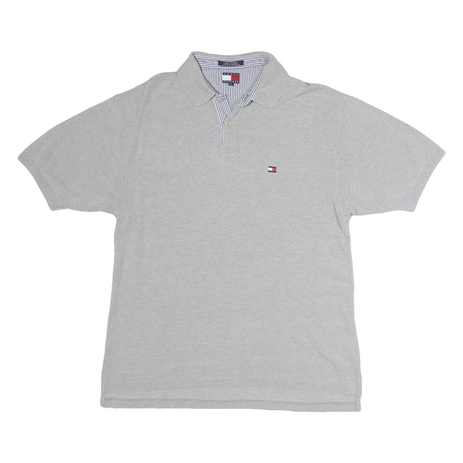 TOMMY HILFIGER Mens Grey Short Sleeve Plain Polo Shirt XL Casual Classic Cotton Refurbished - N/A refurbished available on Cerqular