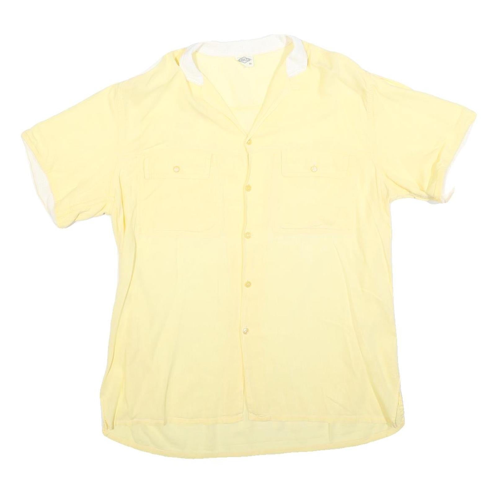 GIOCCO Mens Yellow Shirt M Cotton Summer Casual Short Sleeve Button Refurbished - N/A refurbished available on Cerqular