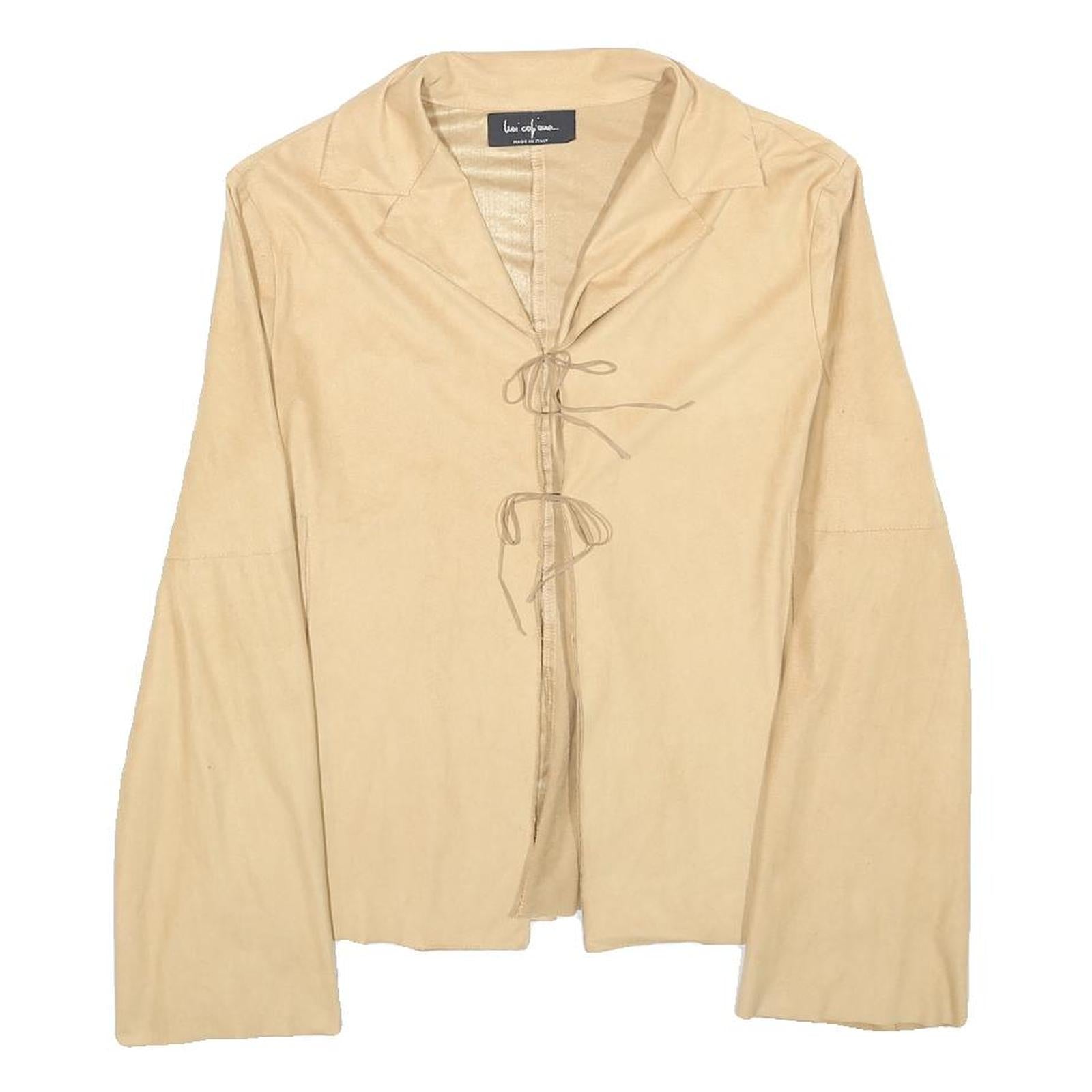 LOI COF OUE Womens Beige Long Sleeve Shirt M Tie Front Casual Refurbished - N/A refurbished available on Cerqular
