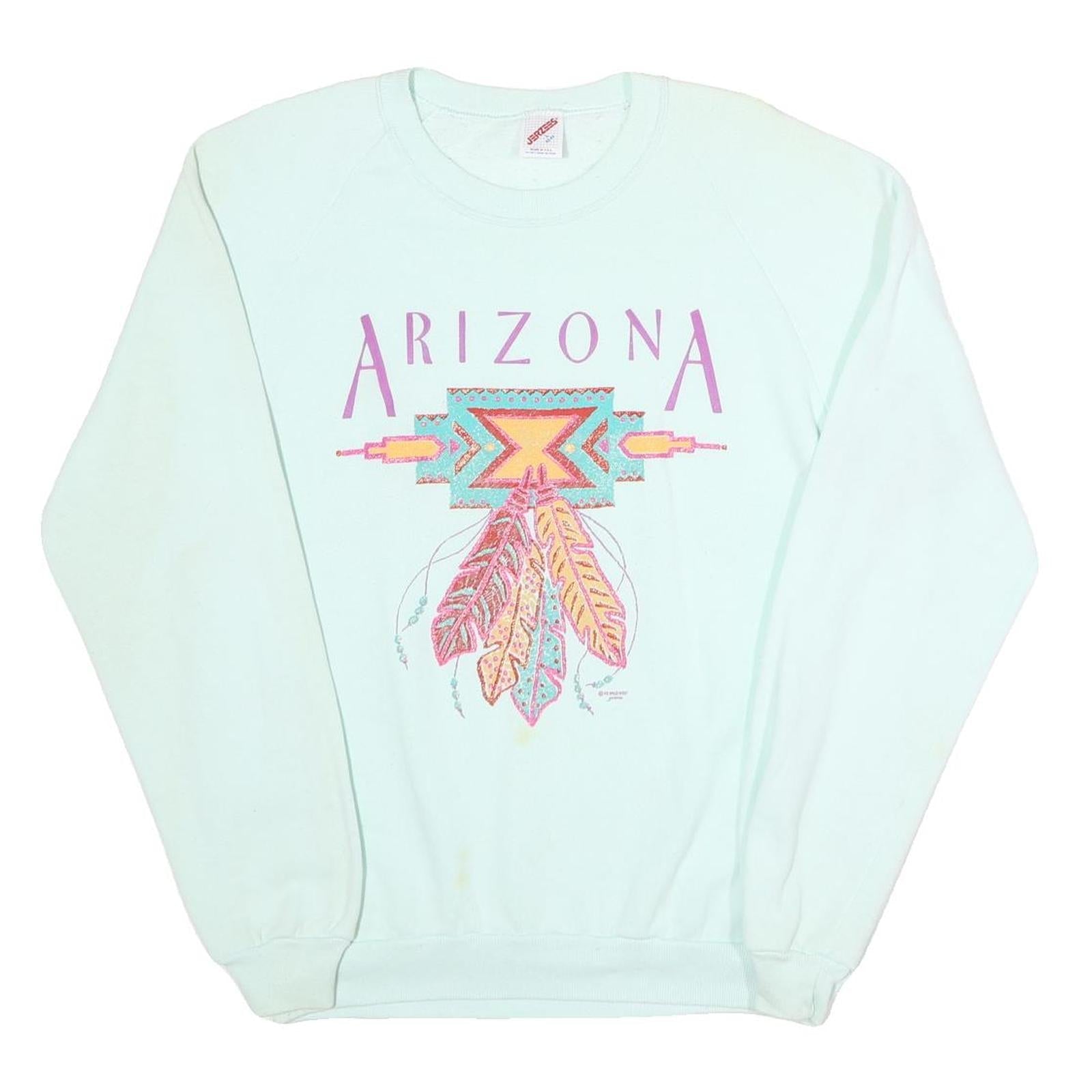 JERZEES Mens White Arizona Graphic Crew Neck L Cotton Blend Sweatshirt Pullover Refurbished - N/A refurbished available on Cerqular
