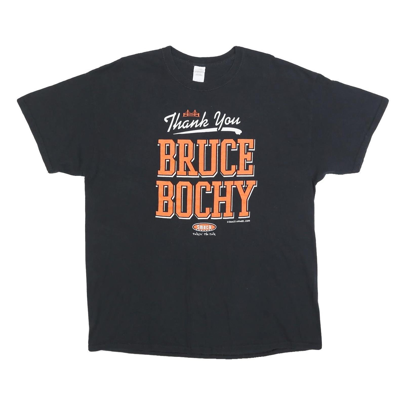 GILDAN Mens Black Thank You Bruce Bochy Graphic T-Shirt XL Crew Neck Short Refurbished - N/A refurbished available on Cerqular