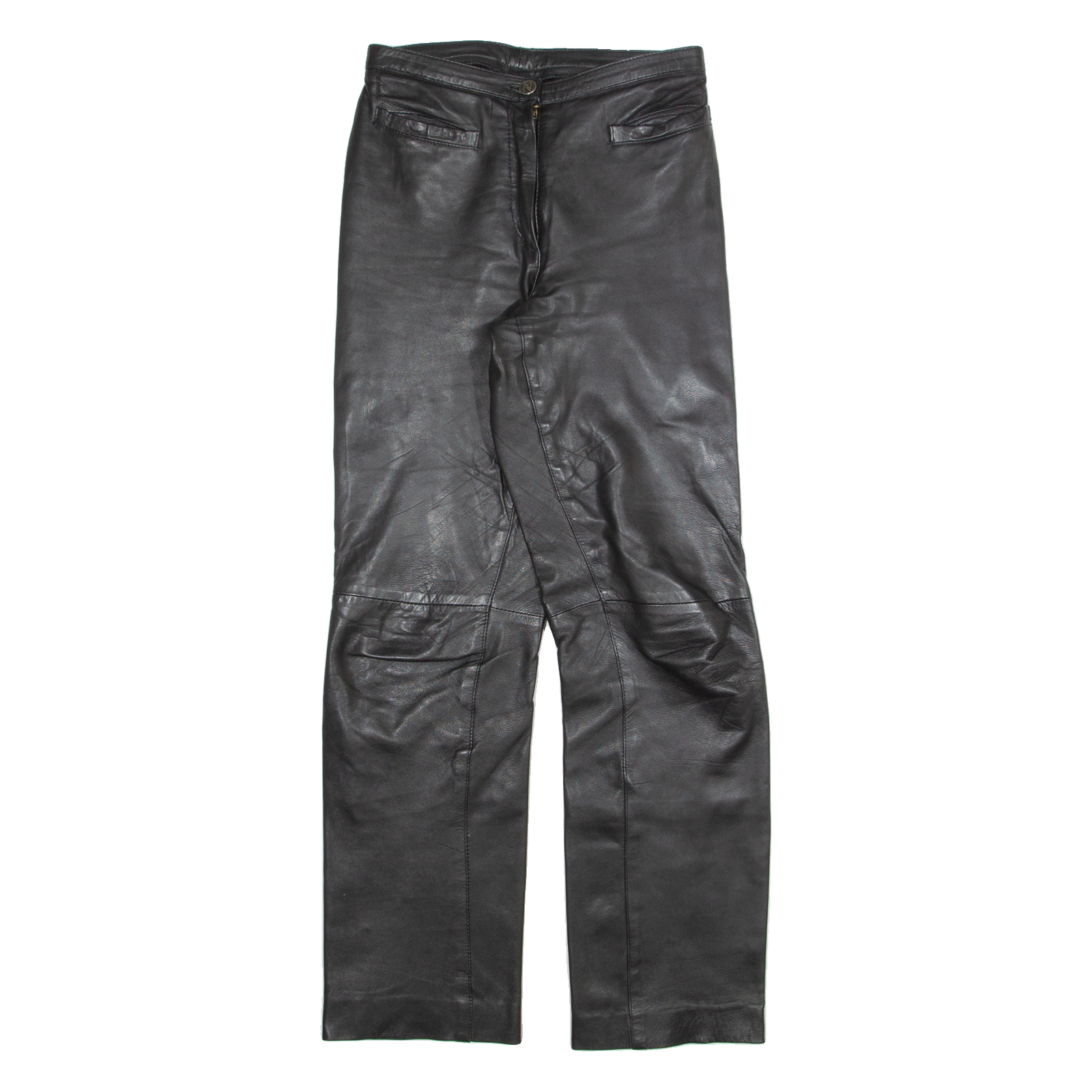 MODE DAME Womens Leather Trousers Black Slim Straight 90s W26 L29 Refurbished - N/A refurbished available on Cerqular