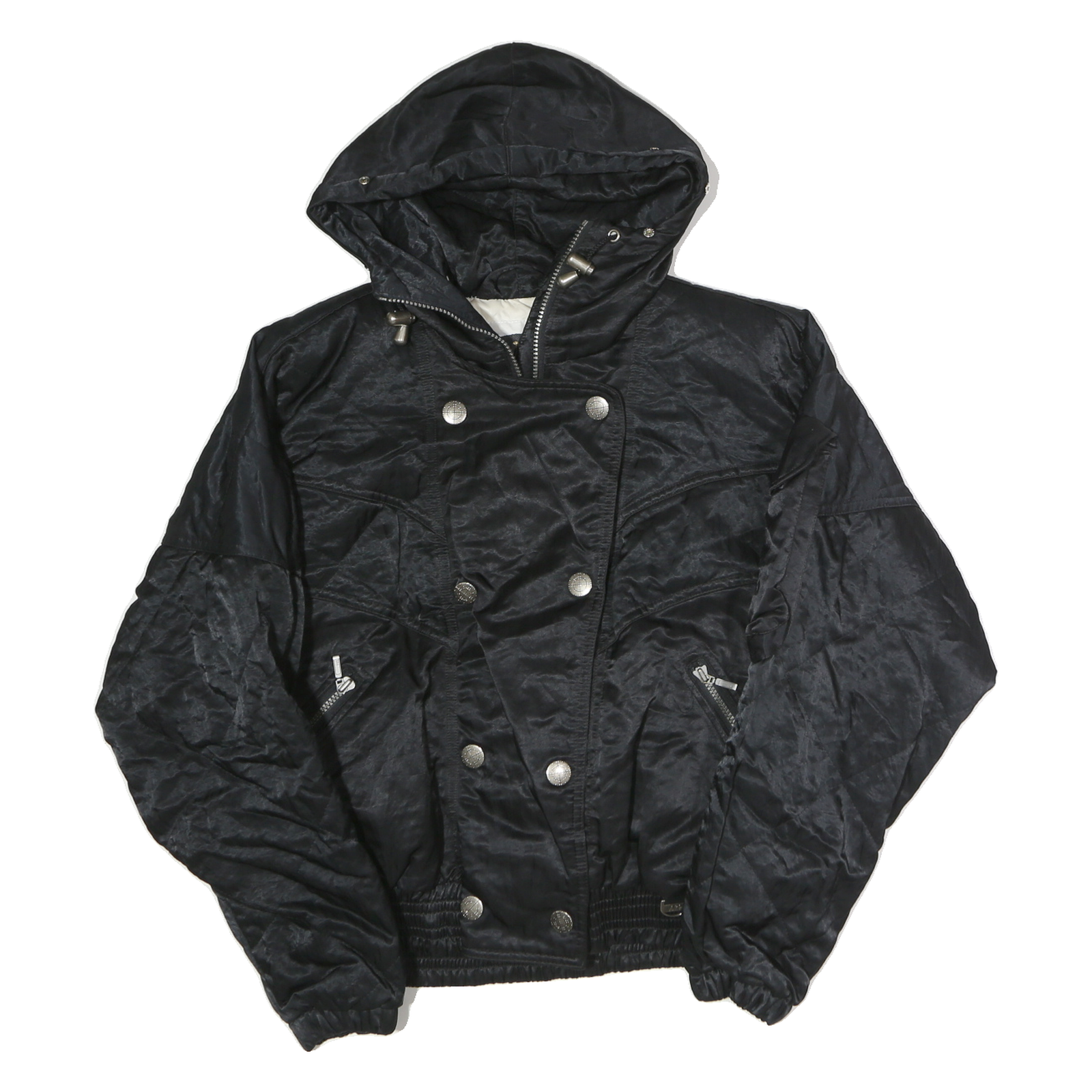 NILS Womens Black Hooded Zip Jacket M Polyester Quilted Elastic Hem Refurbished - N/A refurbished available on Cerqular
