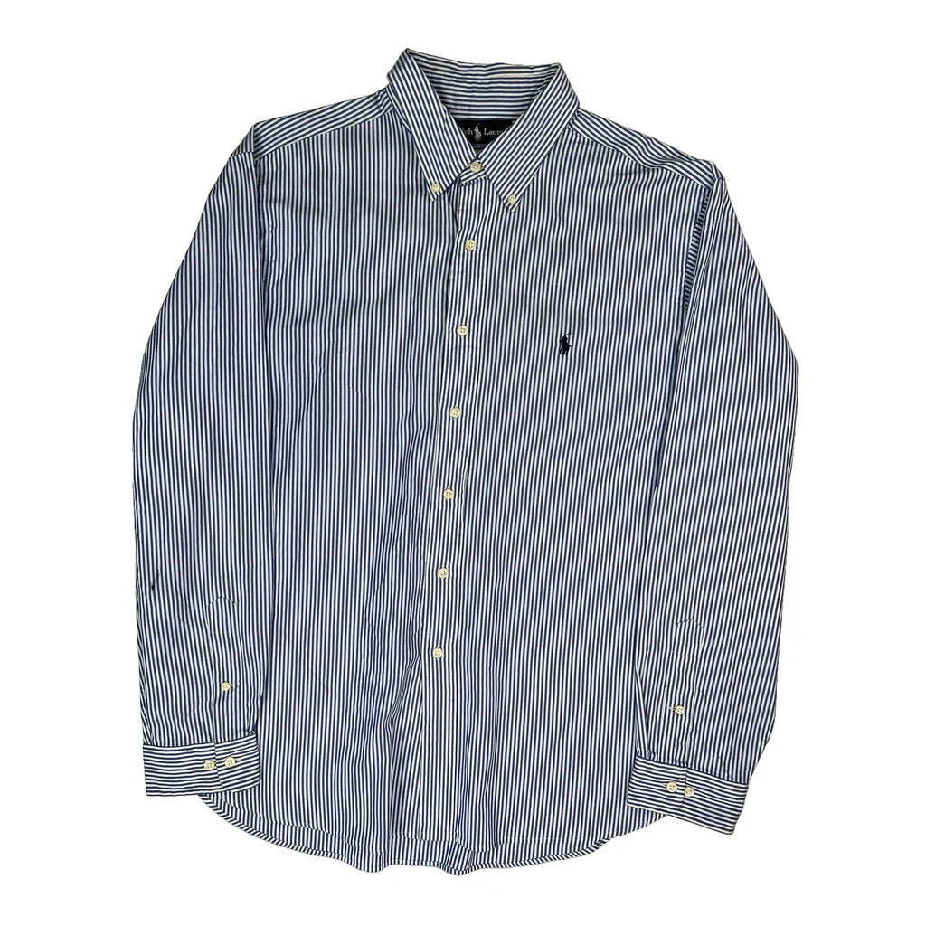 Ralph Lauren Striped Shirt - XL Blue Cotton Refurbished - Thrifted (note: this is a term often used to describe second- refurbished available on Cerqular