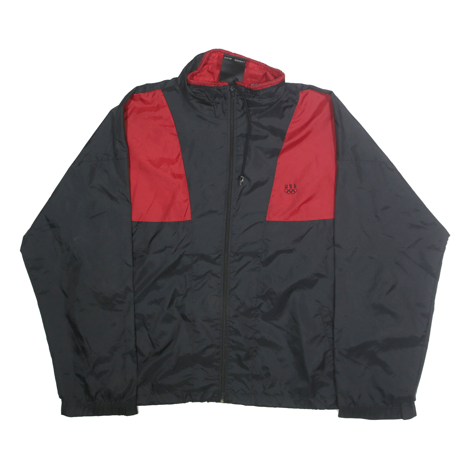 JC PENNEY Mens Black & Red Nylon Zip Jacket XL Sports Lightweight Windbreaker Refurbished - N/A refurbished available on Cerqular