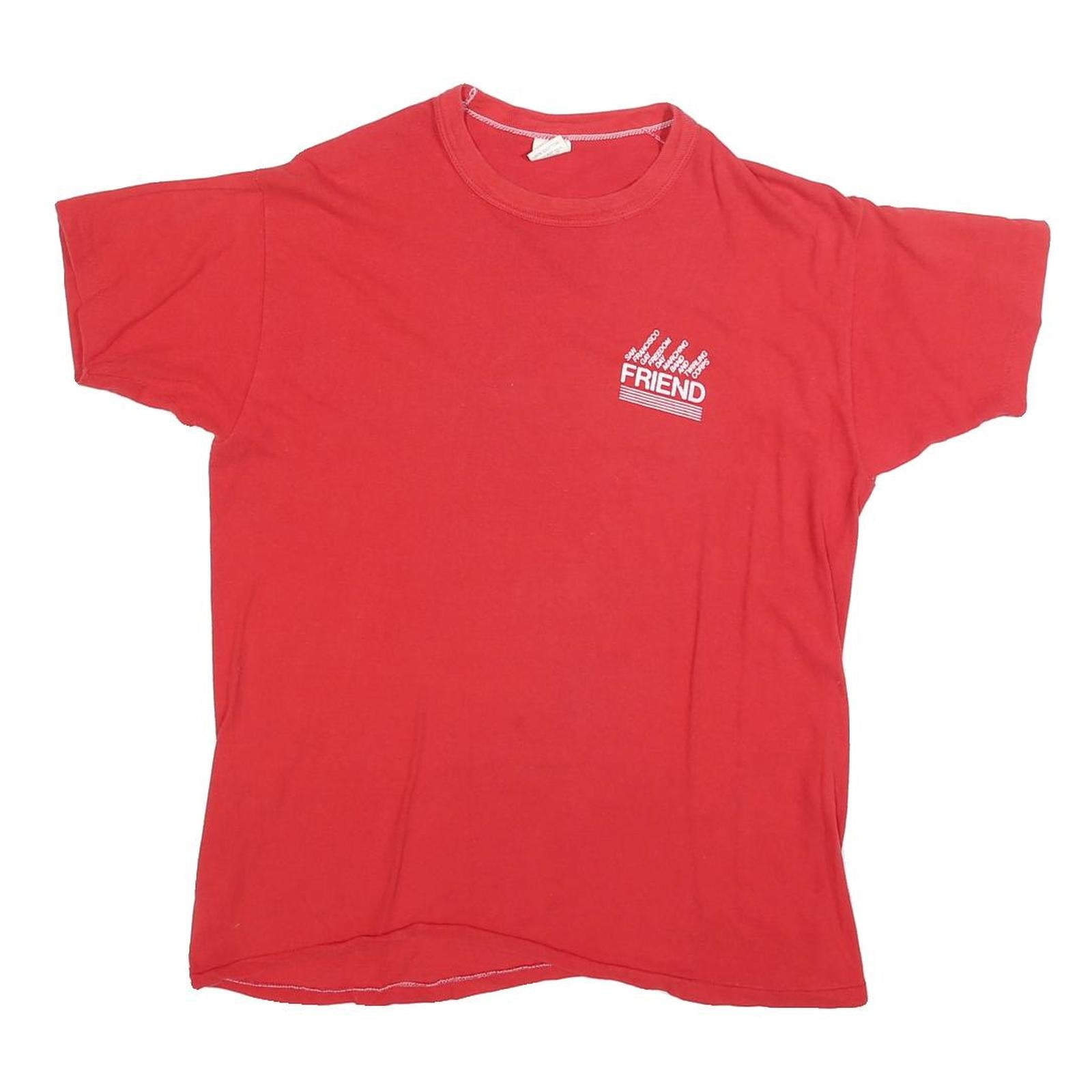 RUSSELL ATHLETIC Mens Red Friend Graphic T-Shirt L Short Sleeve Crew Neck Casual Refurbished - N/A refurbished available on Cerqular