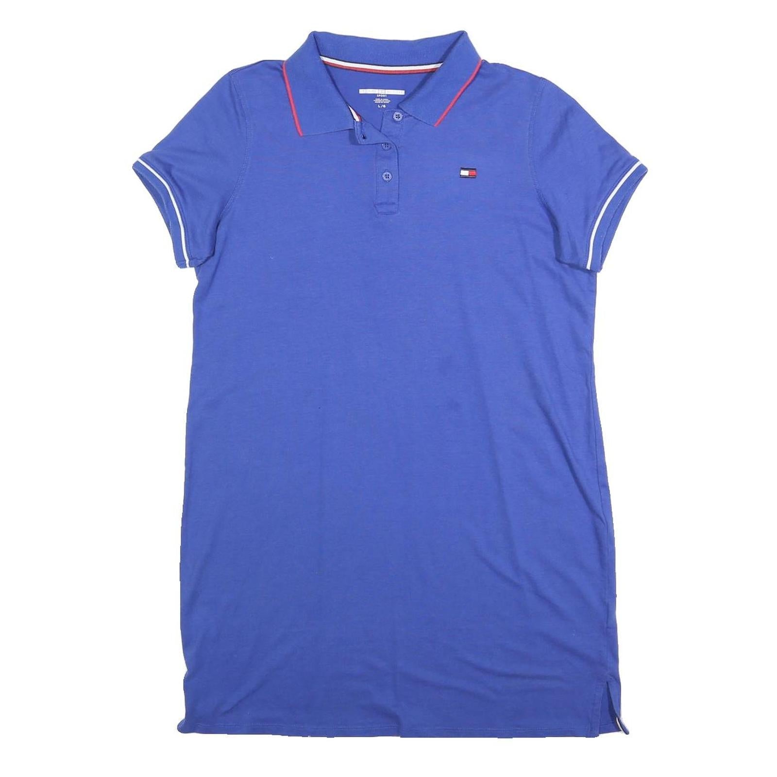 TOMMY HILFIGER Womens Blue Polo Dress Cotton Blend Short Sleeve L Classic Fit Refurbished - N/A refurbished available on Cerqular