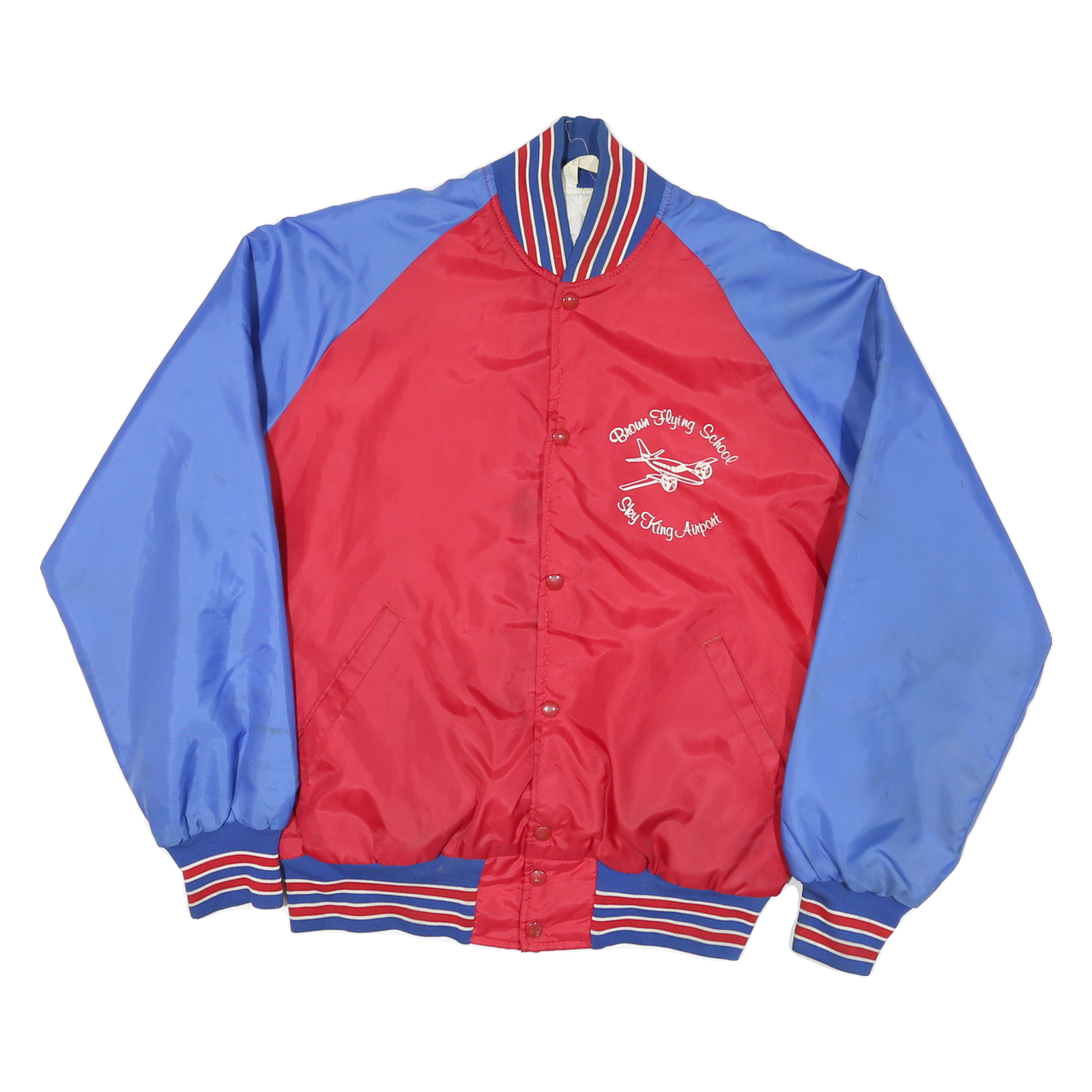 SPORTSWEAR Mens Red & Blue Bomber Jacket L Polyester Blend Plain Button Closure Refurbished - N/A refurbished available on Cerqular