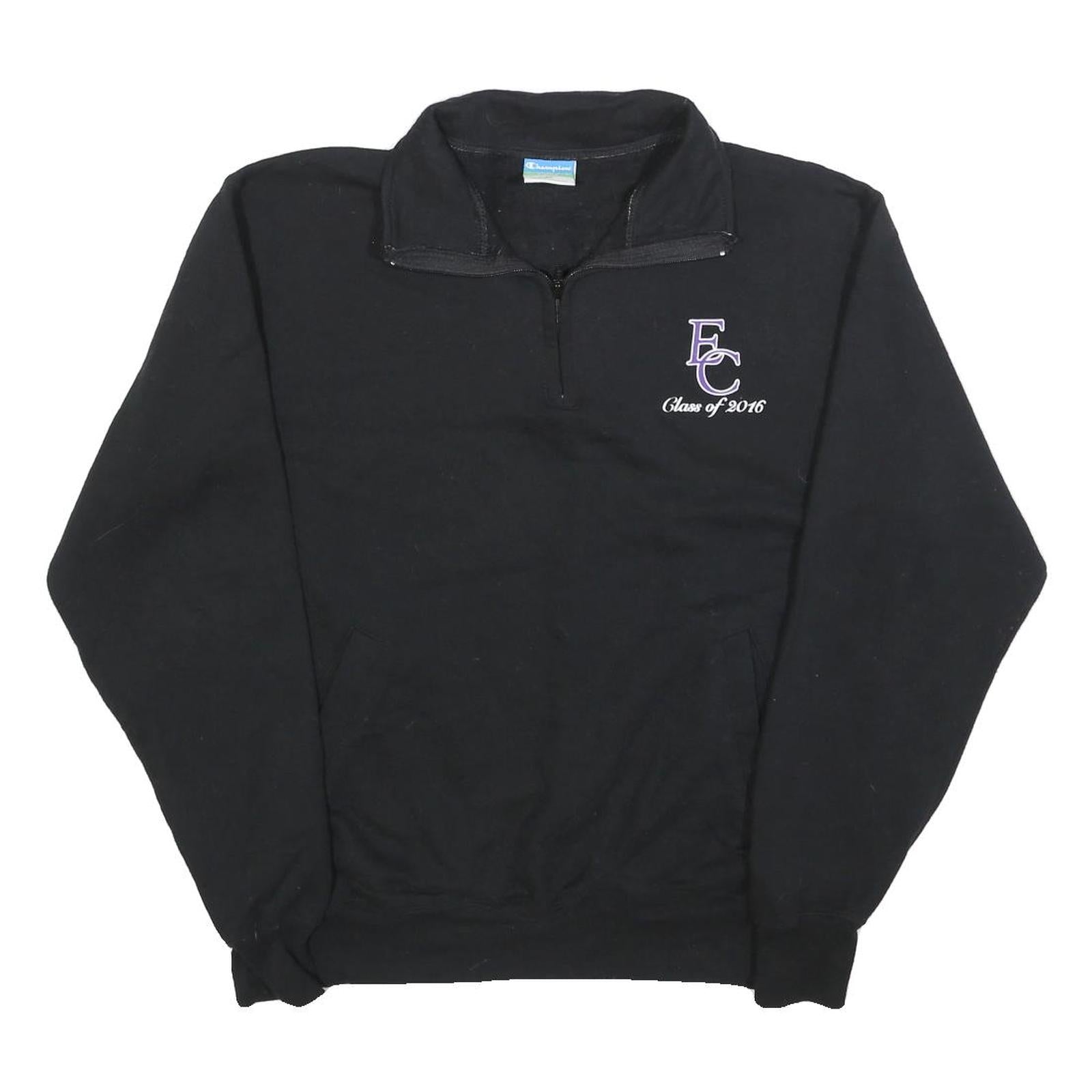 CHAMPION Mens Black Class of 2016 Half Zip M Sweatshirt Cotton Blend Casual Refurbished - N/A refurbished available on Cerqular