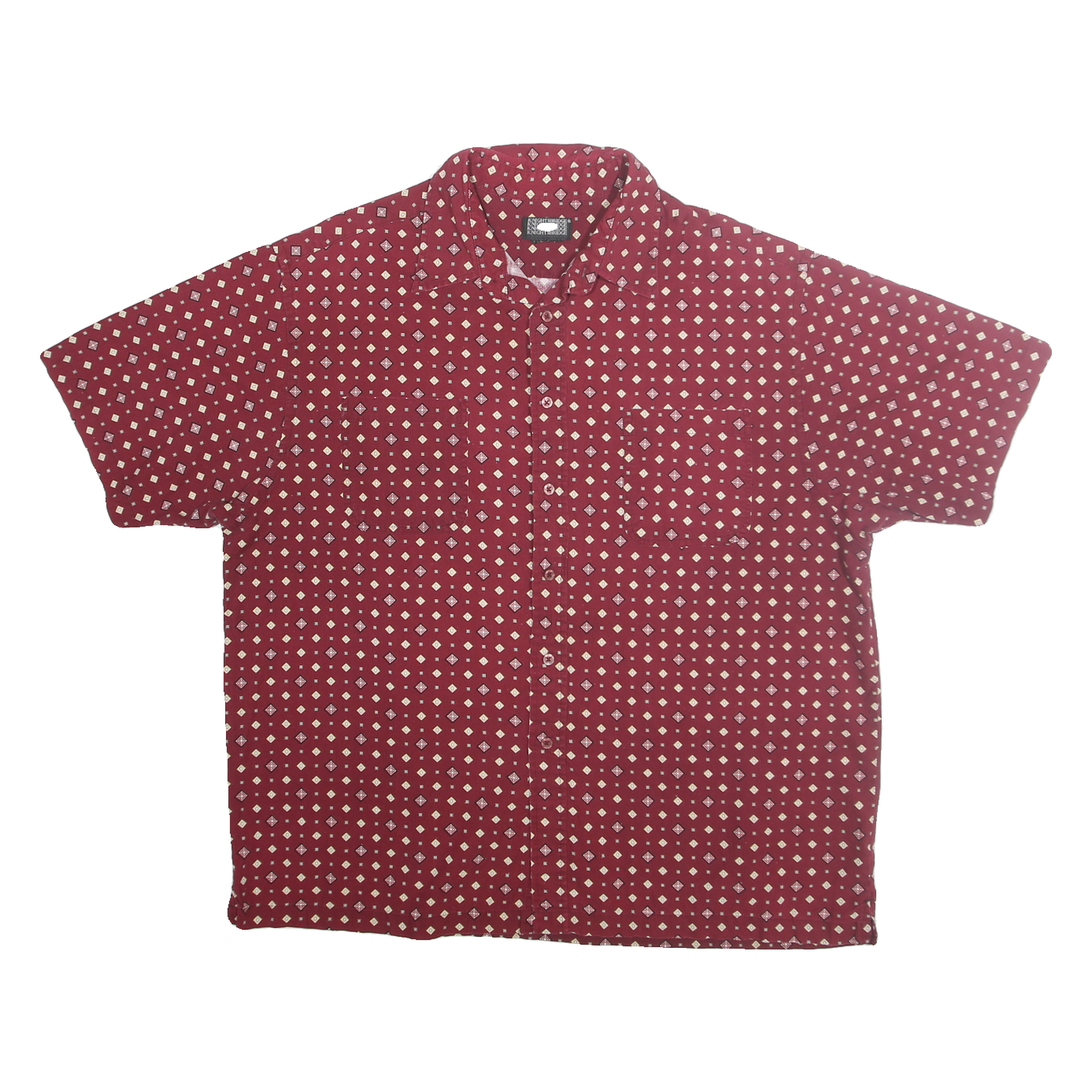 KNIGHTSBRIDGE Mens Red Patterned Cotton Shirt XL Short Sleeve Casual Summer Refurbished - N/A refurbished available on Cerqular