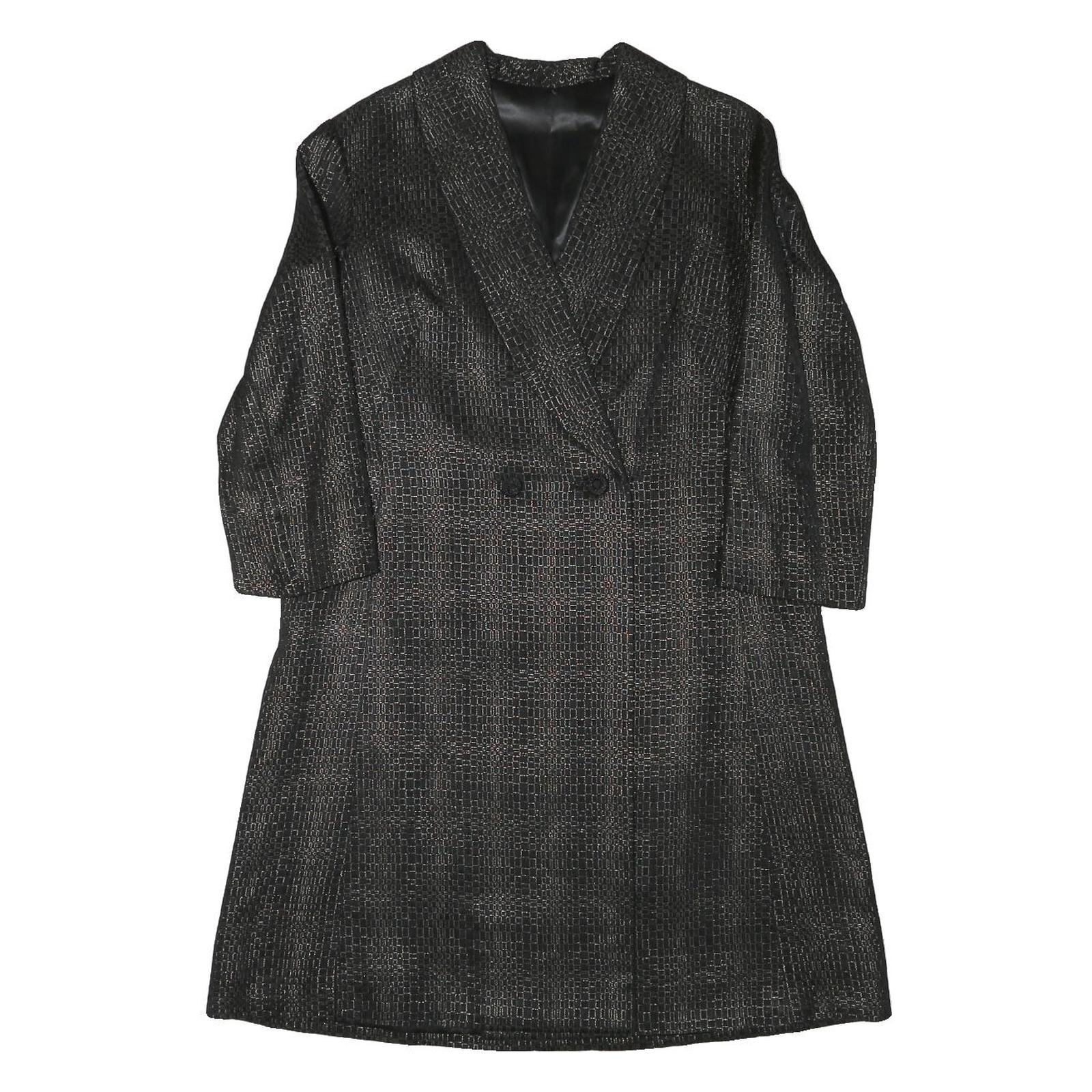 Womens Black Textured Button Jacket M Polyester Blend Classic Formal Outerwear Refurbished - N/A refurbished available on Cerqular