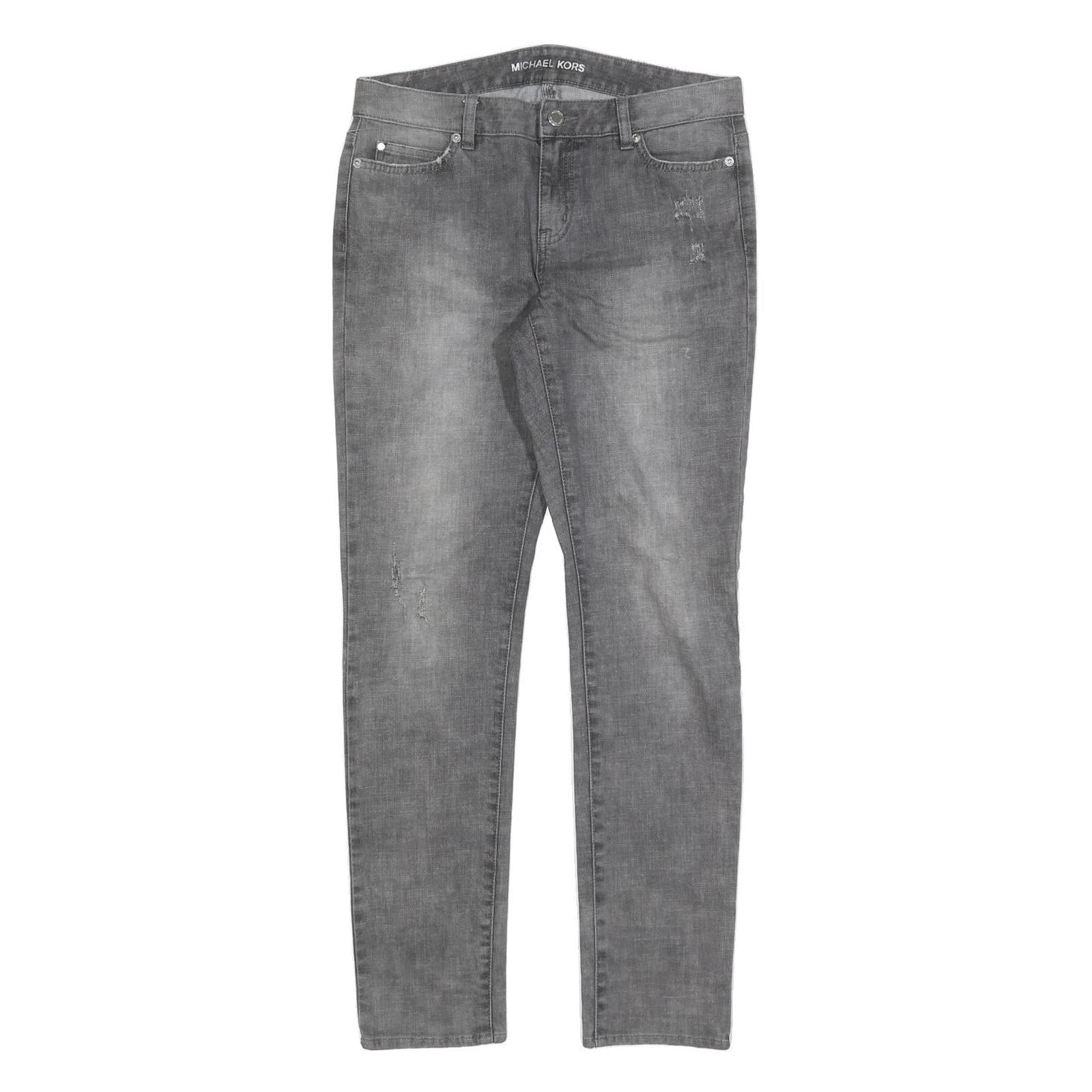 MICHAEL KORS Womens Slim Fit Grey Denim Slim Jeans W30 L30 Cotton Blend Zip Refurbished - N/A refurbished available on Cerqular