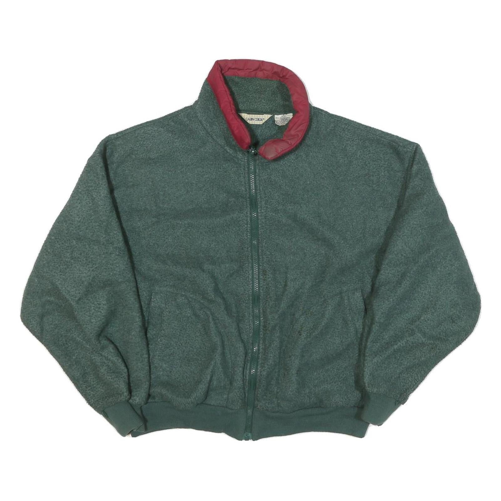 CABIN CREEK Mens Green & Burgundy Fleece Jacket S Polyester Blend Zip Casual Refurbished - N/A refurbished available on Cerqular