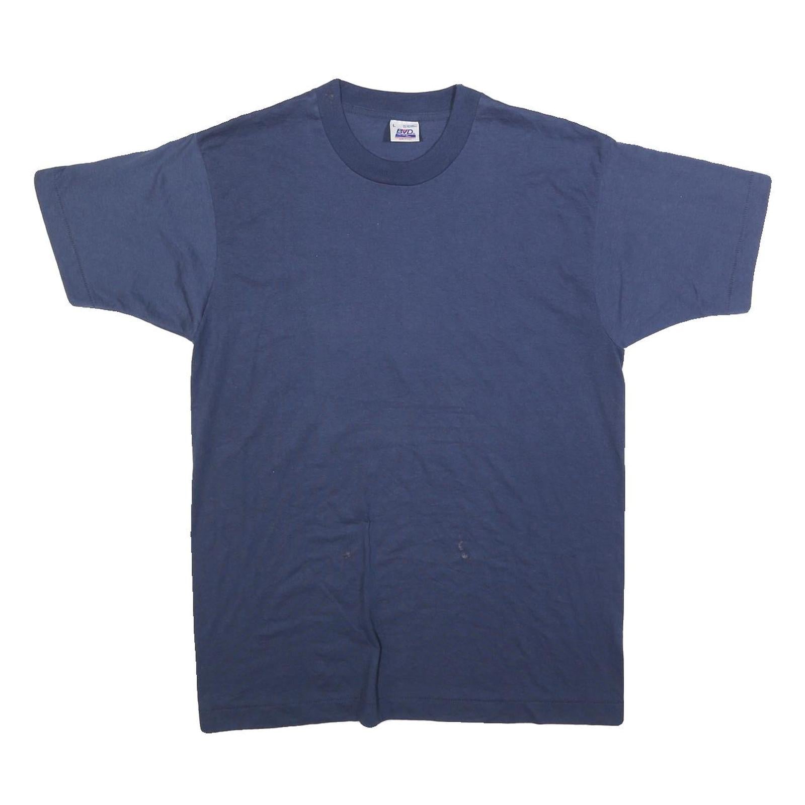 BVD Mens Blue T-Shirt L Short Sleeve Crew Neck Plain Cotton Blend Casual Refurbished - N/A refurbished available on Cerqular