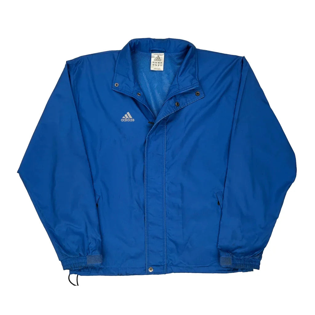 Adidas Windbreaker - Small Blue Polyester Refurbished - Thrifted (note: this is a term often used to describe second- refurbished available on Cerqular