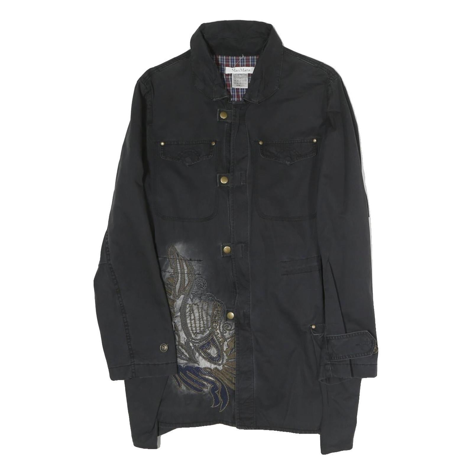 MAX MARA Womens Black Tailored Cotton Blend Jacket Coach Style UK 6 Woven Button Refurbished - N/A refurbished available on Cerqular