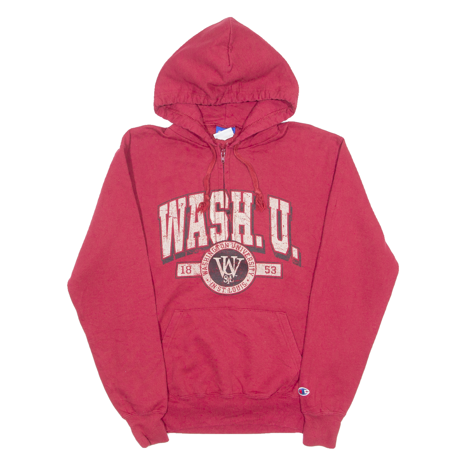 CHAMPION Washington University St. Louis 1/4 Zip Mens Red Hoodie USA S Refurbished - N/A refurbished available on Cerqular