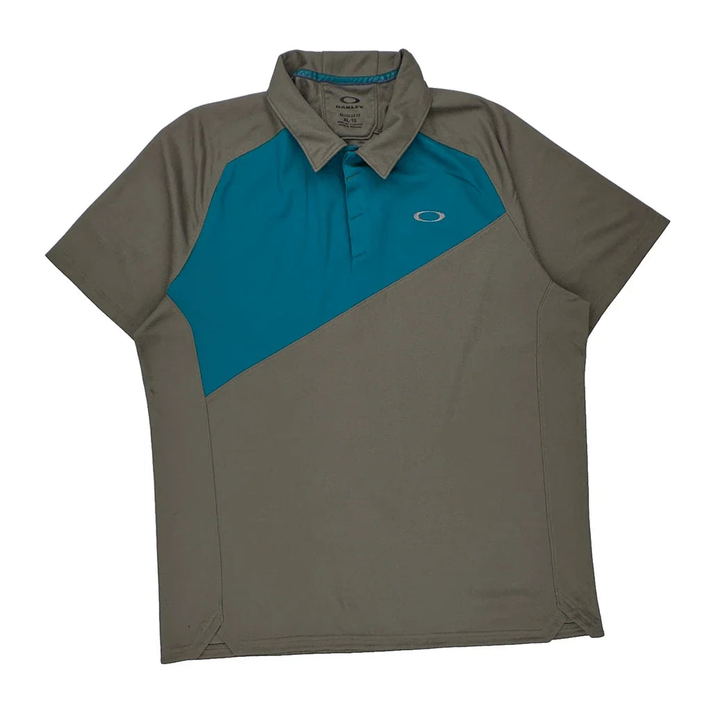 Oakley Polo Shirt - XL Blue Polyester Refurbished - Thrifted (note: this is a term often used to describe second- refurbished available on Cerqular