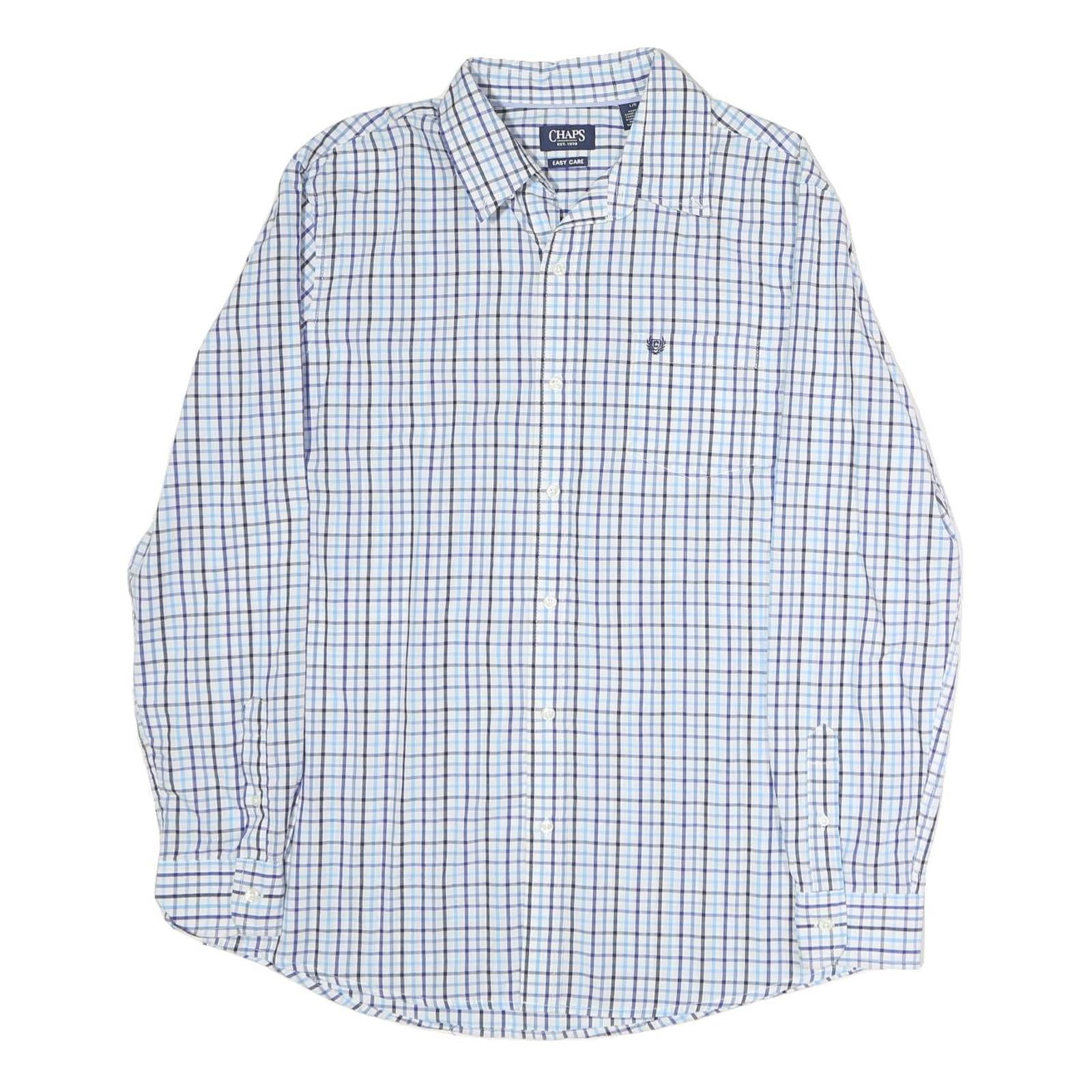 CHAPS Mens Blue & White Check Shirt L Button Down Cotton Casual Work Refurbished - N/A refurbished available on Cerqular